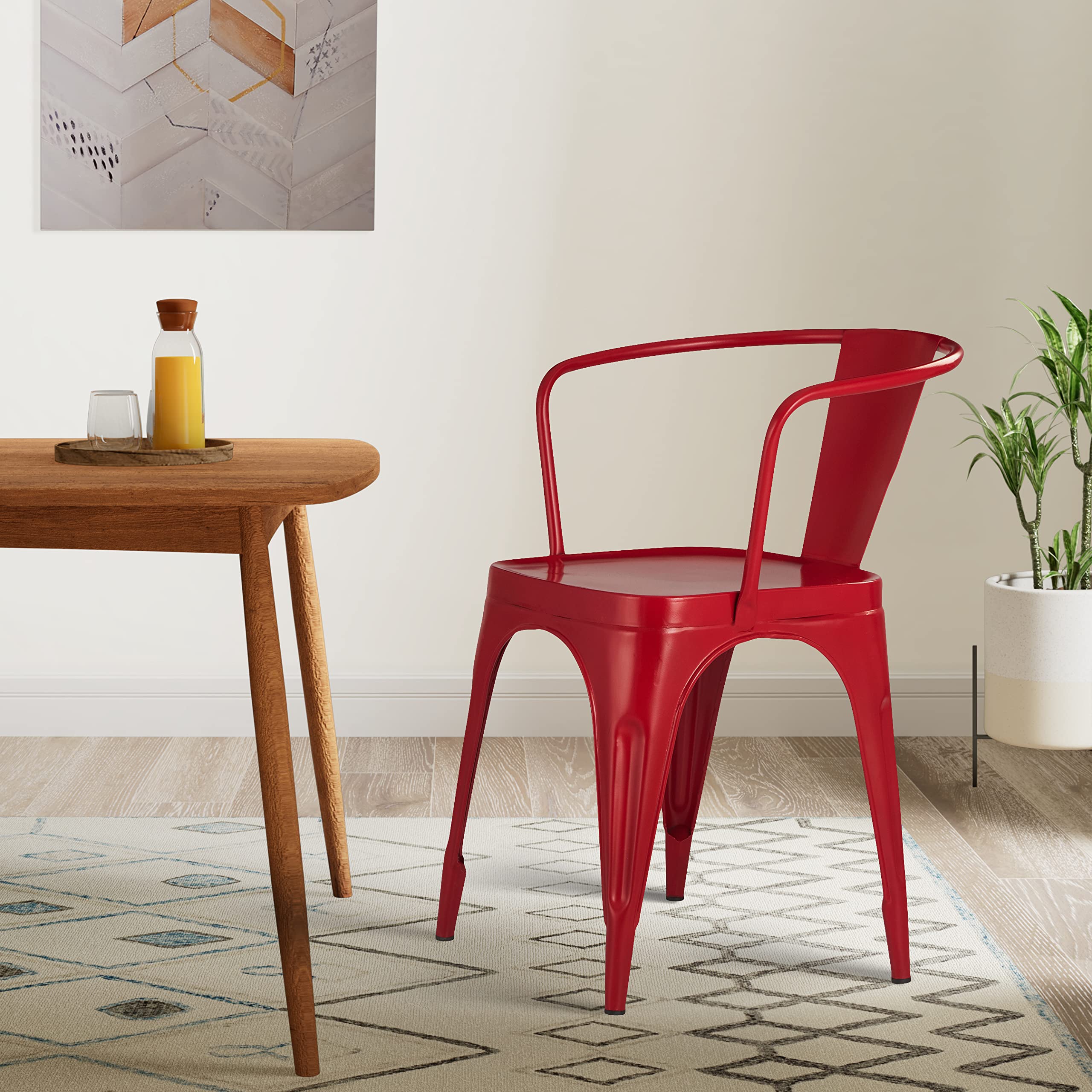 Amazon Brand  Solimo Jedtona Chair (Rustic Iron, Red, 1 Piece)