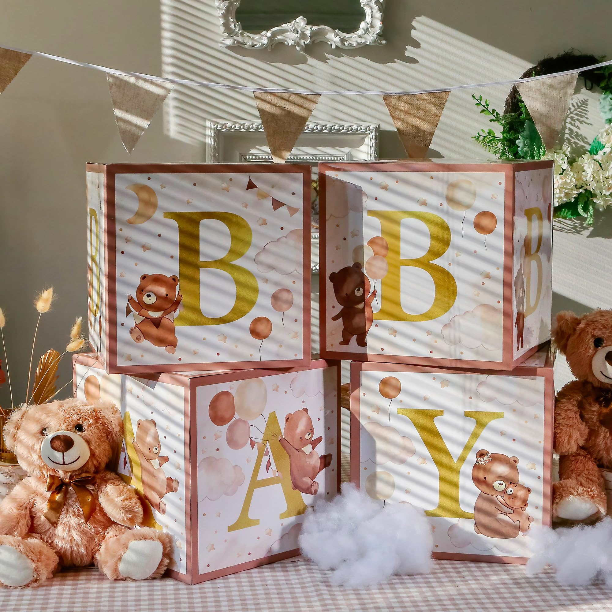 Kate Aspen We Can Bearly Wait Baby Shower Decorations, Baby Boxes with Letters for Baby Shower, Gender Reveal Decor Photo Prop &