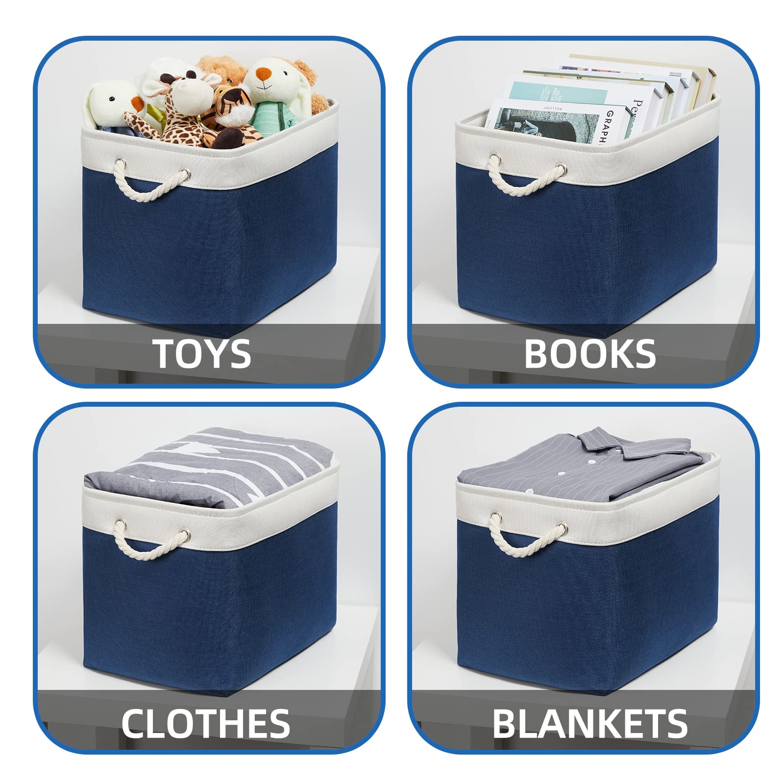 Temary Storage Baskets For Shelves, 2 Pcs Fabric Storage Bins Empty Gift Baskets For Organizing Clothes, Toys, Books, Decorative