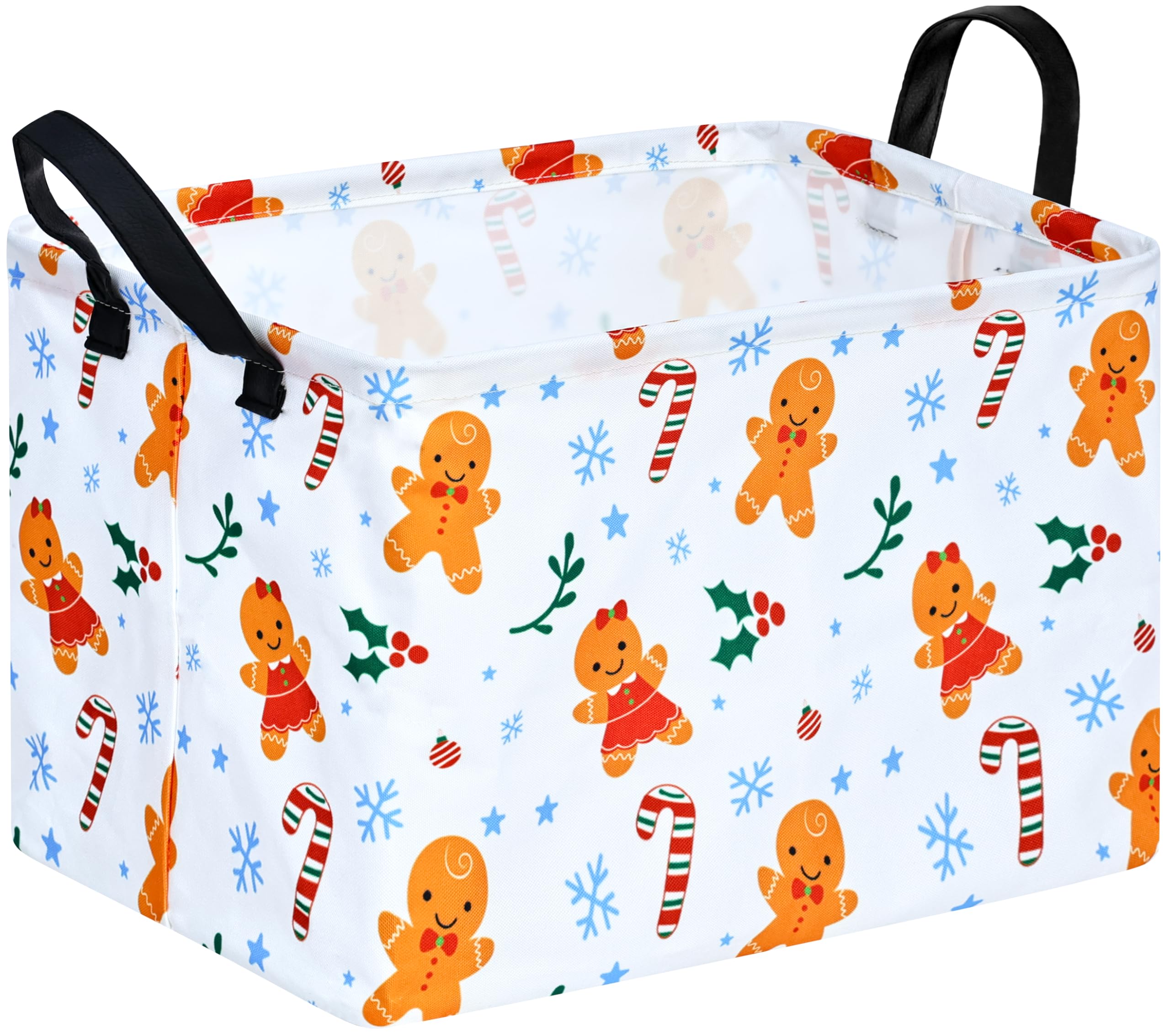 MAIZMZ Christmas Basket for Kids Gingerbread Santa Claus Snowman Storage Baskets Collapsible Nursery Hamper Waterproof Clothes T