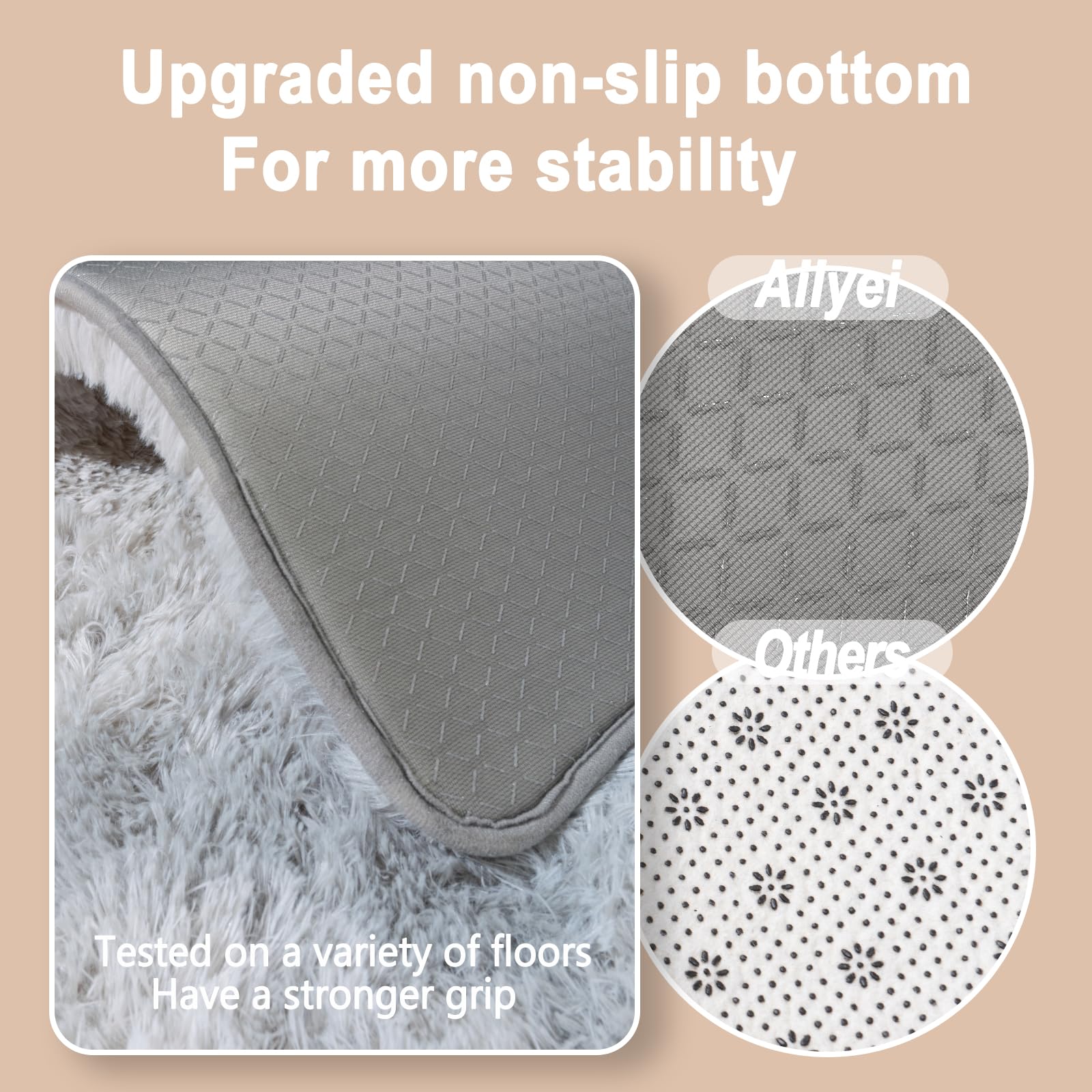 Ailyei Ultra Soft Runner Rugs with Upgraded Non-Slip Rubber Backing & Thick Memory Sponge, 2x6 Feet Fluffy Shag Throw Area Rug f