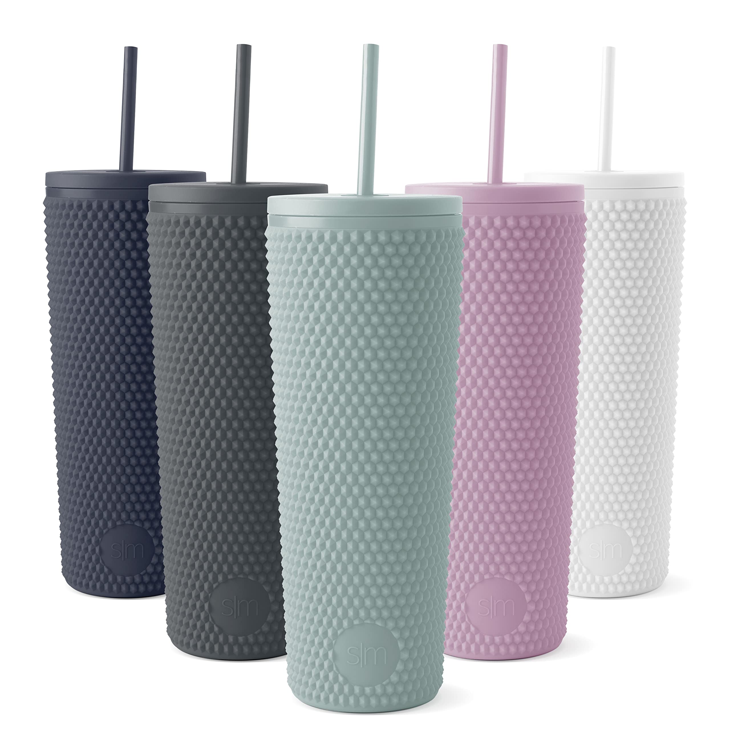Simple Modern Plastic Matte Studded Tumbler with Lid and Straw | Reusable BPA Free Iced Coffee Cups Double Wall Smoothie Cup | G