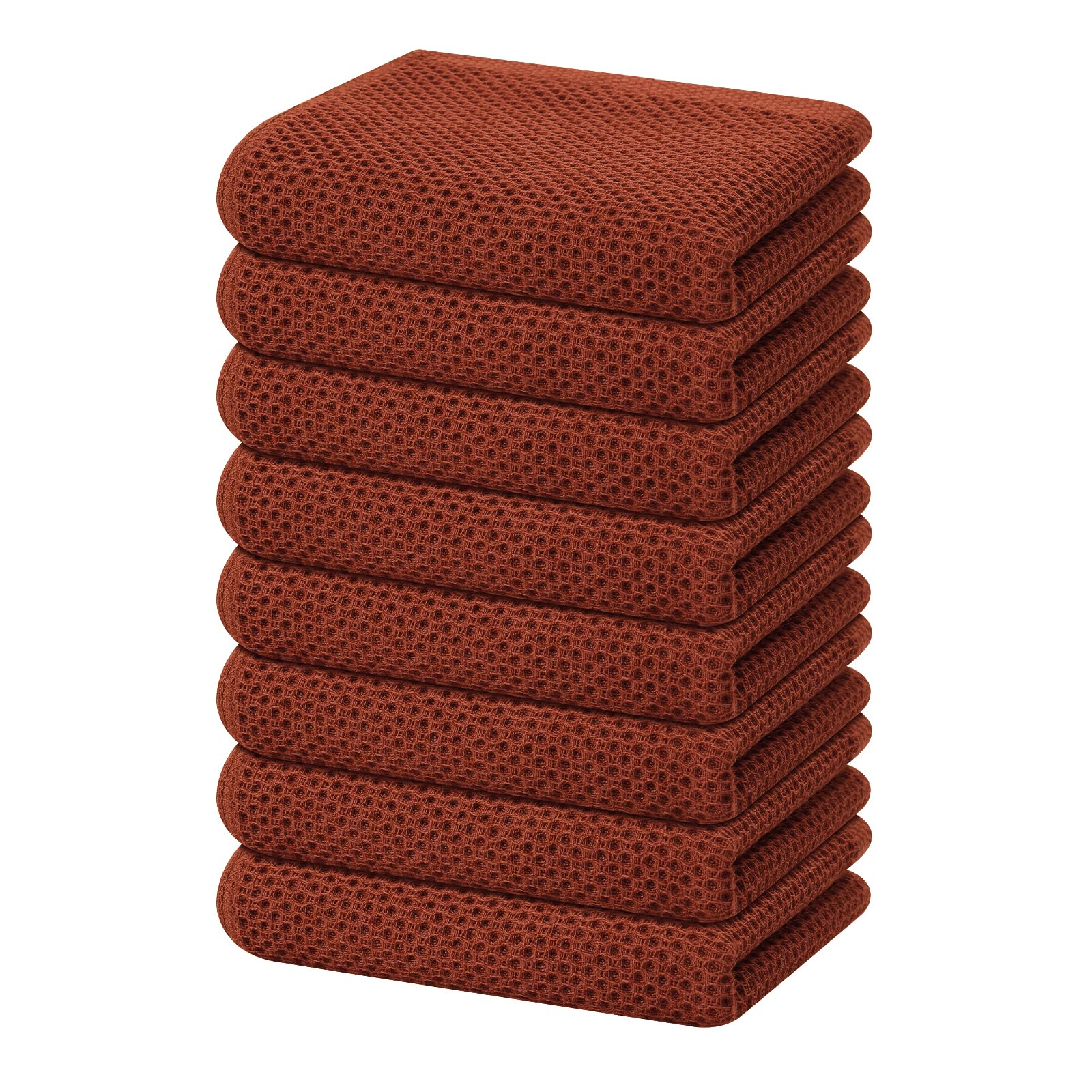 Homaxy 100% Cotton Waffle Weave Kitchen Dish Towels, Ultra Soft Absorbent Quick Drying Cleaning Towel, 13 x 28 Inches, 8-Pack, R