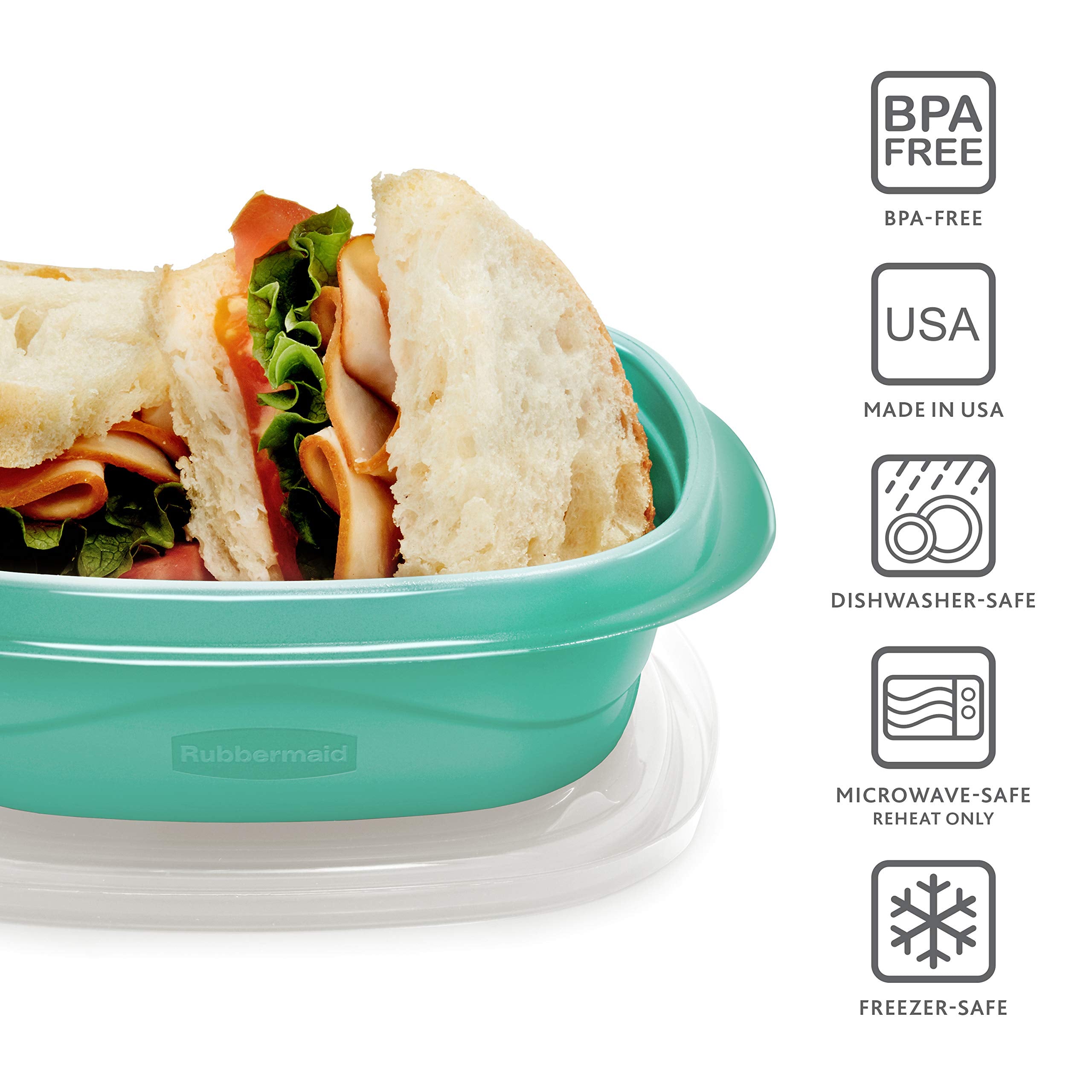 Rubbermaid 50-Piece Food Storage Containers Set With Lids, Teal Splash - Perfect For Lunch, Meal Prep, Leftovers & More - Top Ra