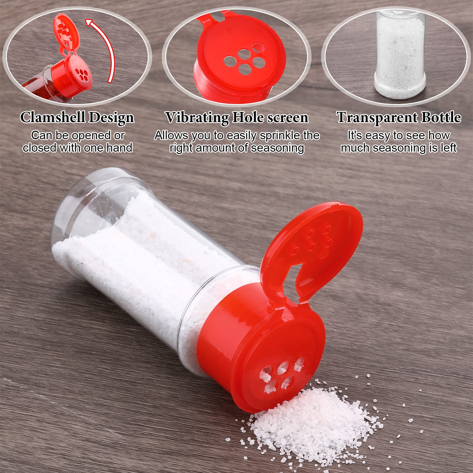 50 Pcs Plastic Spice Jars Spice Bottles Seasoning Jars Spice Shaker Plastic Jars 3.3Fl Oz/100Ml Seasoning Shaker With Red Shaker
