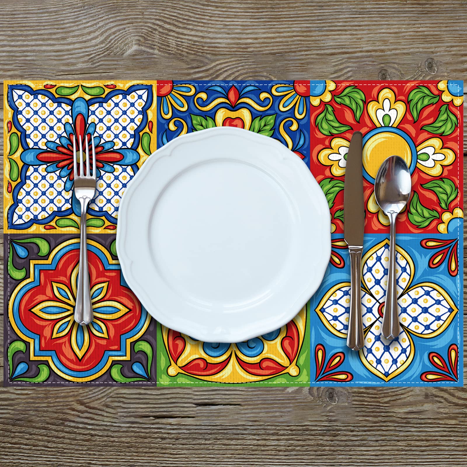 Linen Mexican Placemats Set Of 4 Day Of The Dead Table Mats Dia De Los Muertos Muertos Ornament Mexican Themed Party Decorations