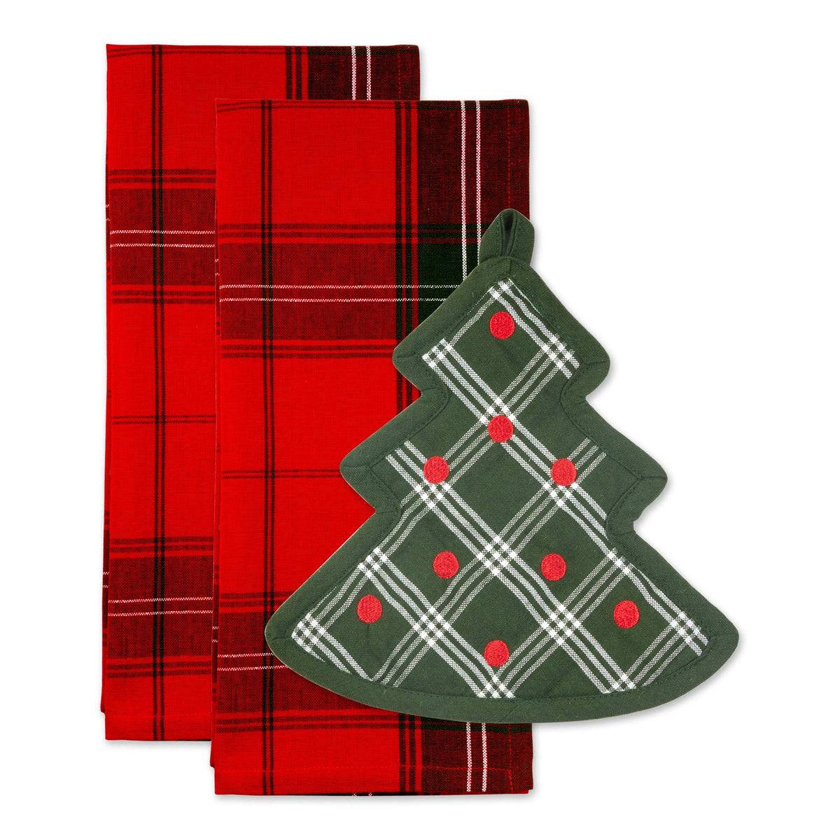 Dii Christmas Kitchen Accessories & D  Cor Gift Set, Pot Holder & Dish Towels, O Christmas Tree, 3 Piece