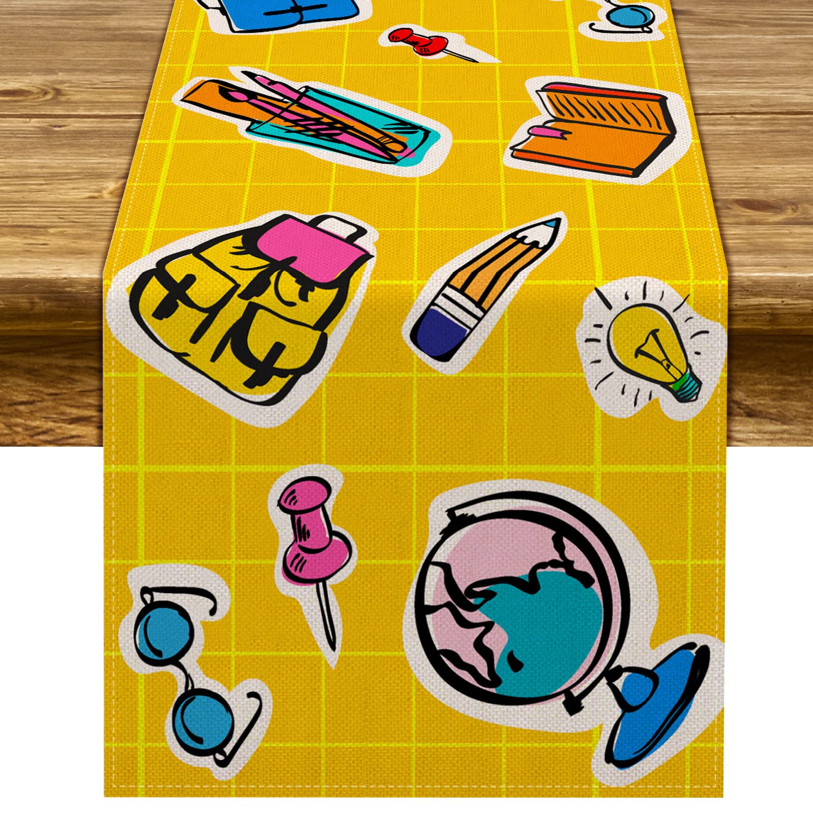 Sunwer Welcome Back To School Table Runner First Day Of School Party Indoor Outdoor Table Cover Decoration Home Kitchen Dining R