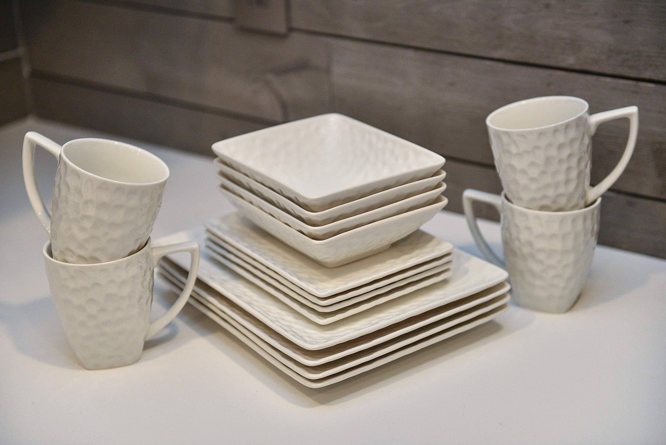 Red Vanilla Vanilla Marble Rectangular 16 Piece Dinner Set, 1, None