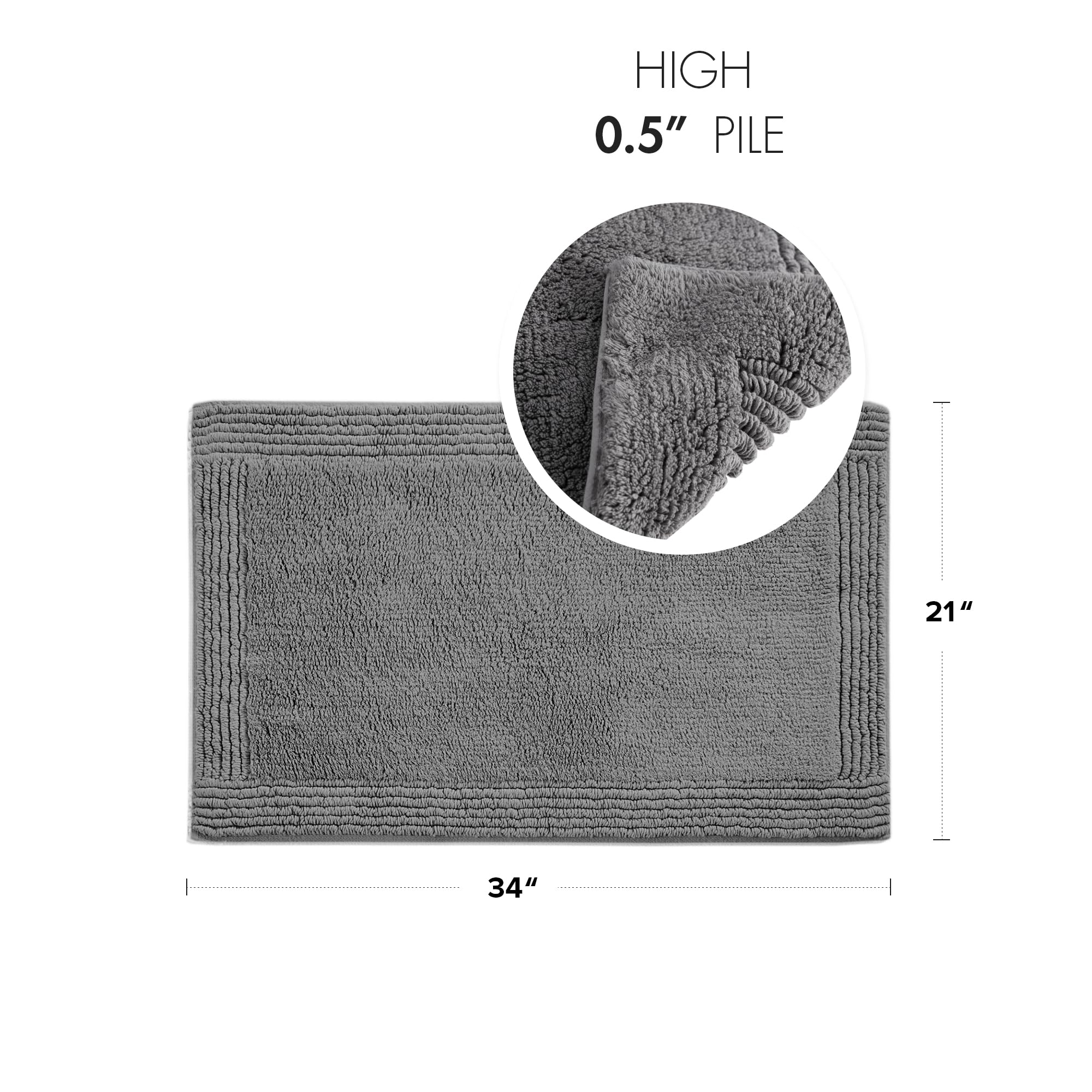 Madison Park Signature Splendor Reversible 100% Cotton Tufted Bathroom Rug-3000 Gsm Hotel Quality Luxurious Plush High Pile Bath
