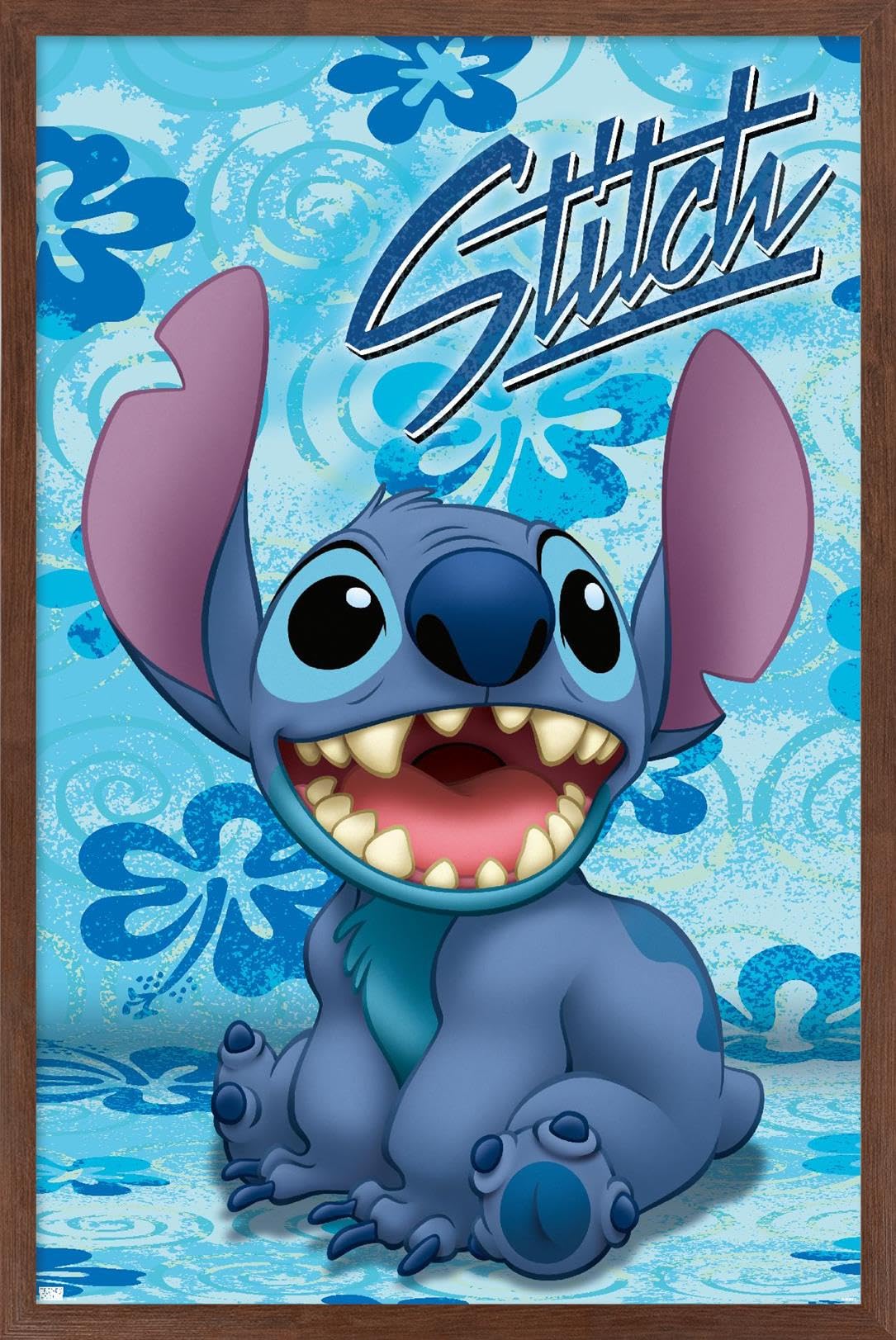 Trends International Disney Lilo And Stitch - Sitting Wall Poster, 14.72'' X 22.37'', Mahogany Framed Version