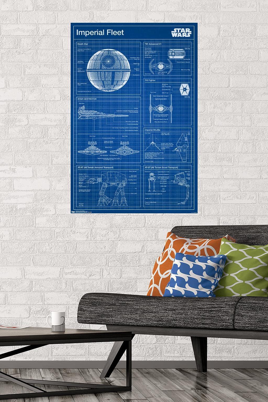 Trends International Star Wars-Imperial Blueprint Premium Wall Poster, 22.375'' X 34''