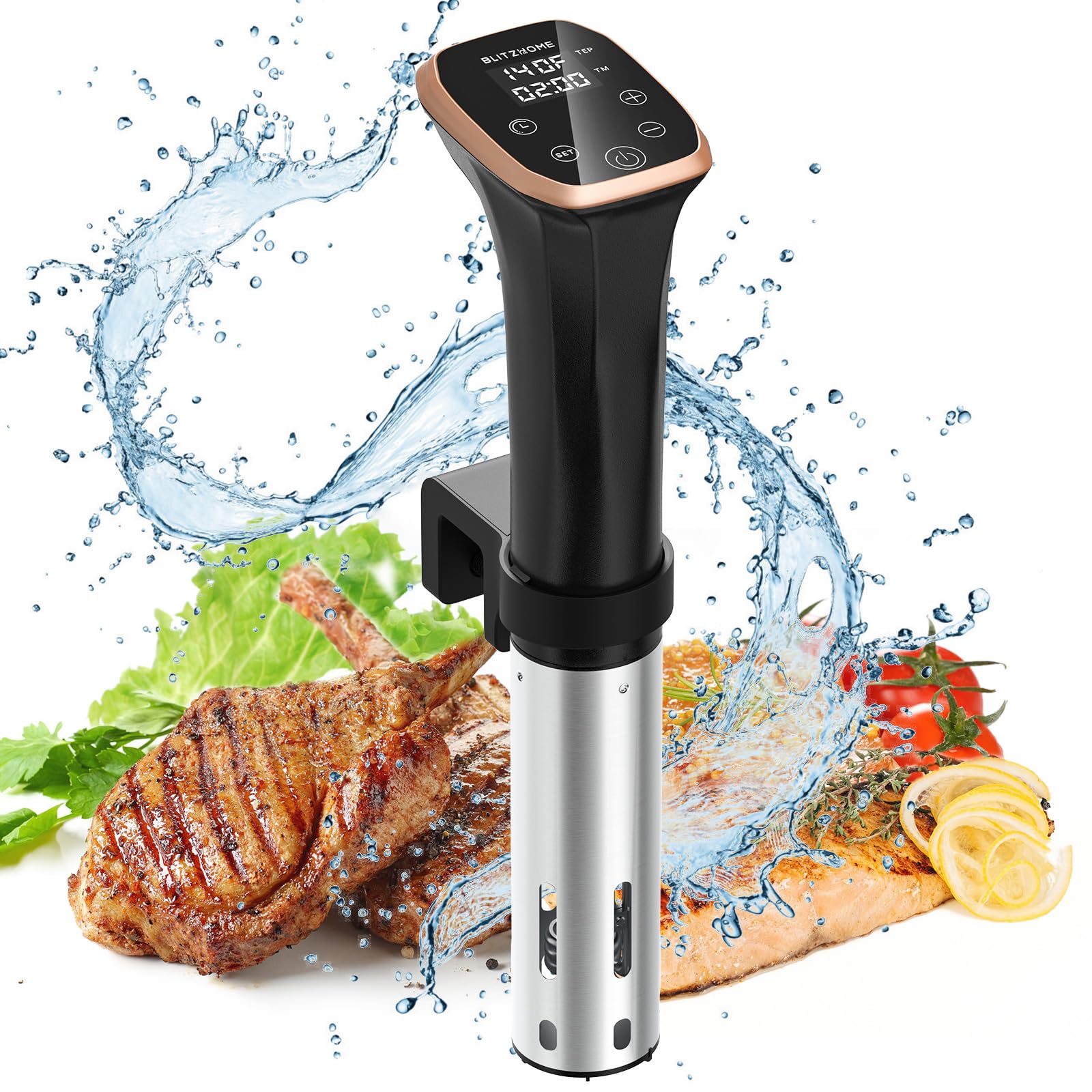 BLITZHOME Sous Vide Cooker, IPX7 Waterproof Compact Sous Vide Machine Pro, with Recipes, Accurate Temperature & Timer, Fast Heat