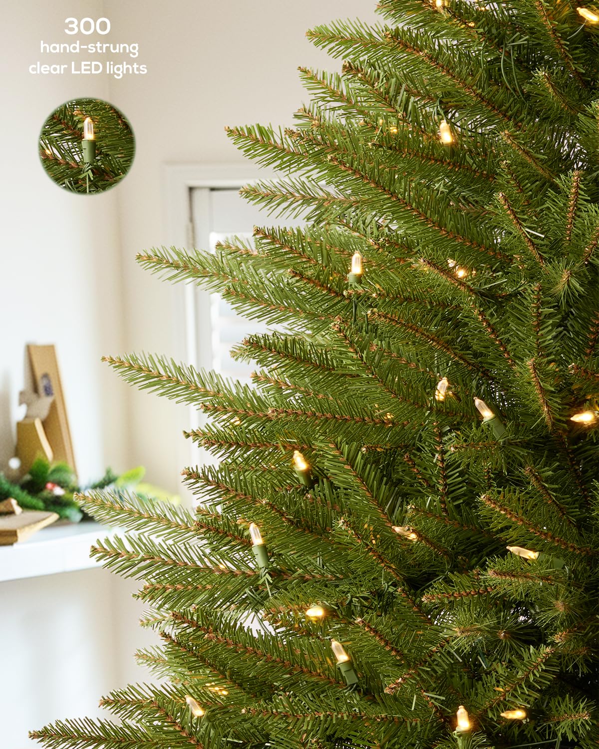 6.5FT Pre-lit Pencil Christmas Tree Spruce with Remote Control, 300 Warm White Multi-Color Lights, Artificial Hinged/Slim/Skinny