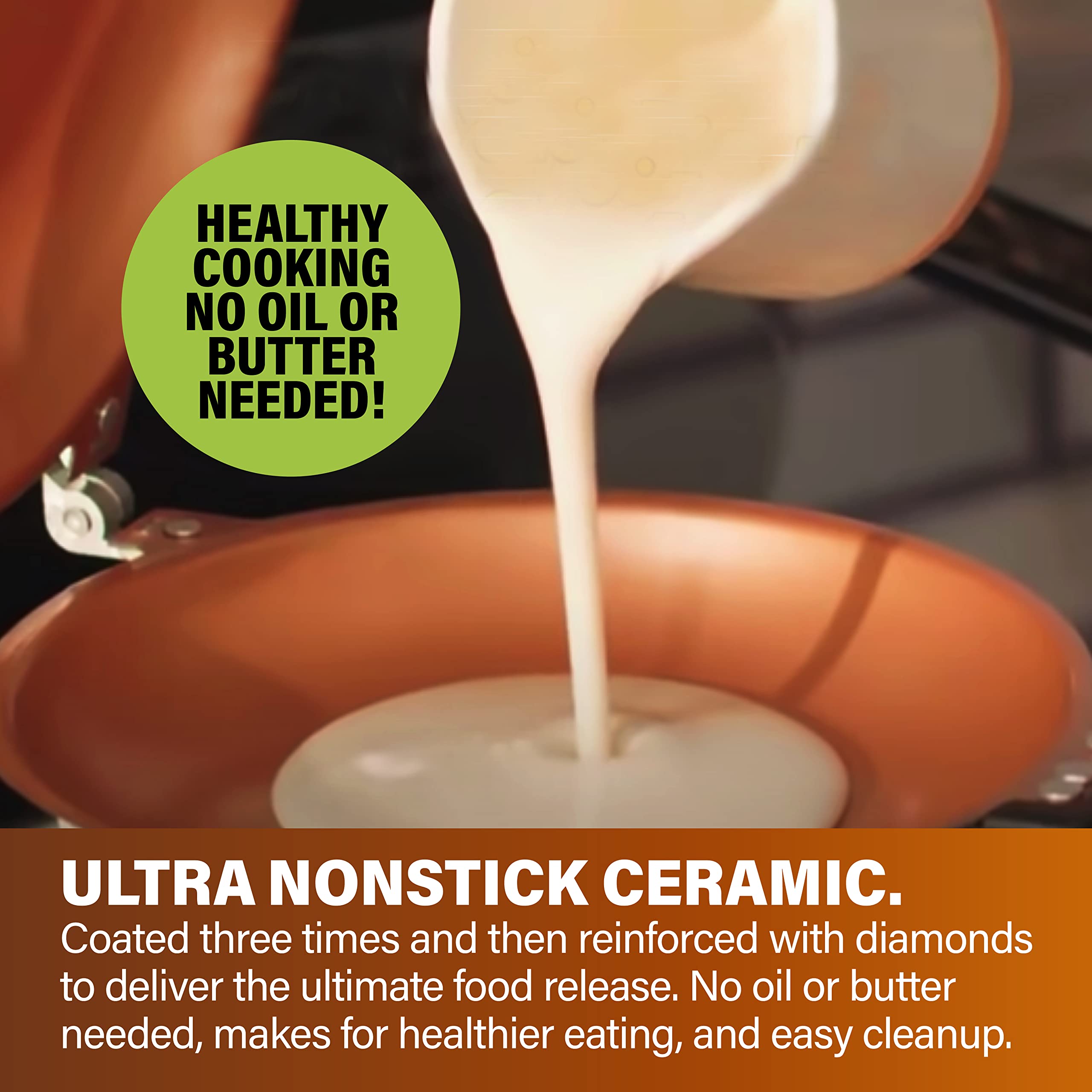 Gotham Steel Double Sided Pan, The Perfect Pancake Maker - Nonstick Copper Easy To Flip Pan, Frying Pan For Fluffy Pancakes, Ome