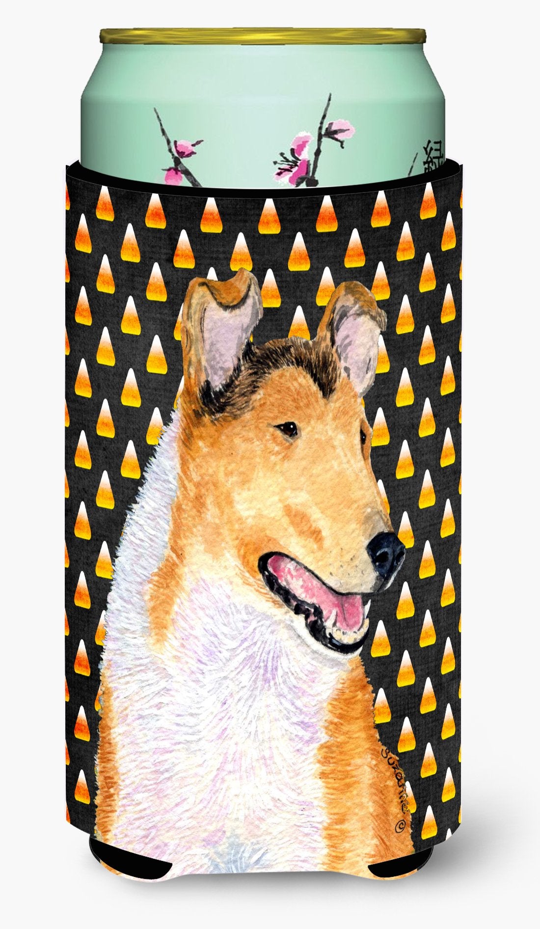 Collie Smooth Candy Corn Halloween Portrait  Tall Boy Beverage Insulator Beverage Insulator Hugger