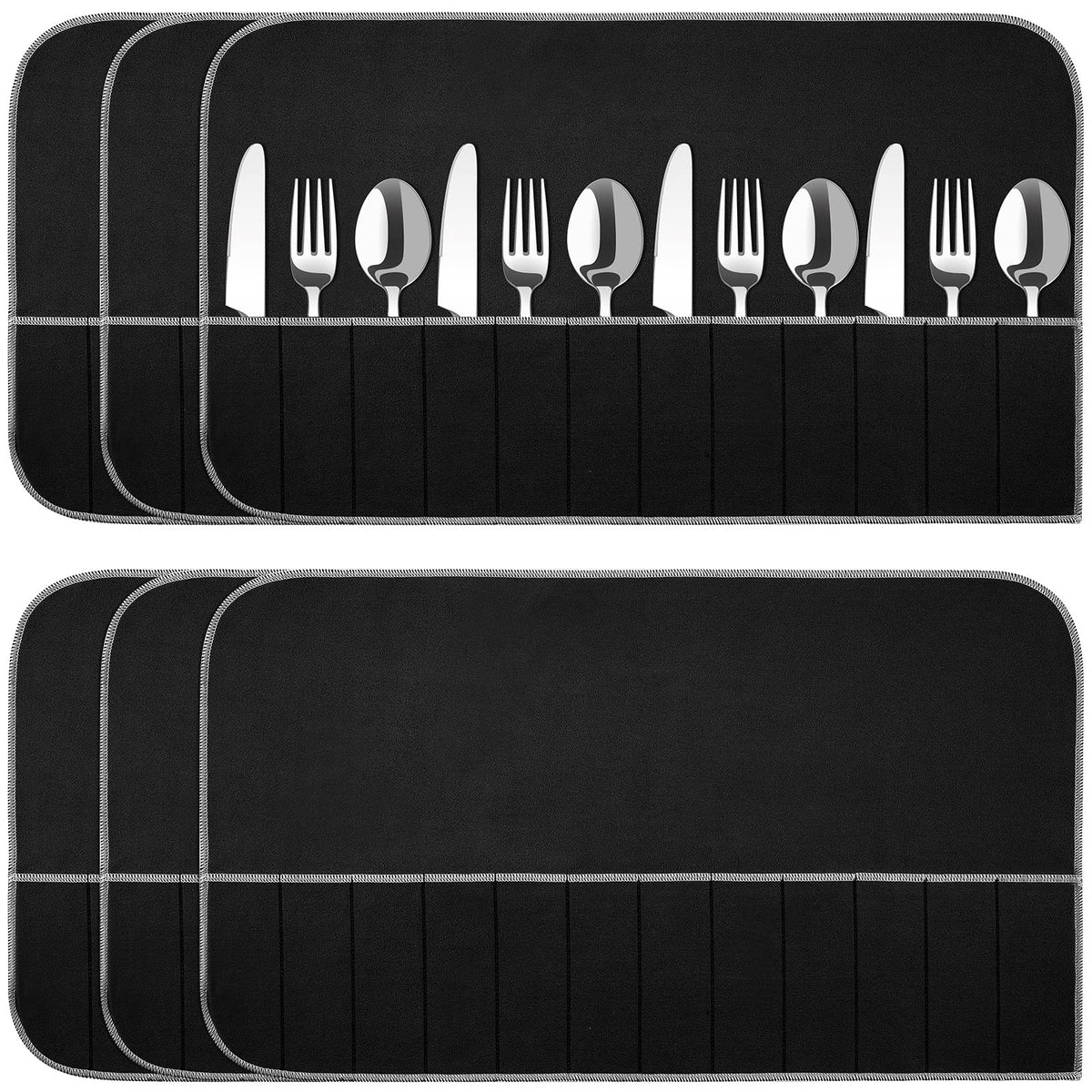 6 Pcs Anti Tarnish Silver Storage Bags Silver Storage Cloth Felt Flatware Organizer Anti Tarnish Silver Protector Bags Place Set