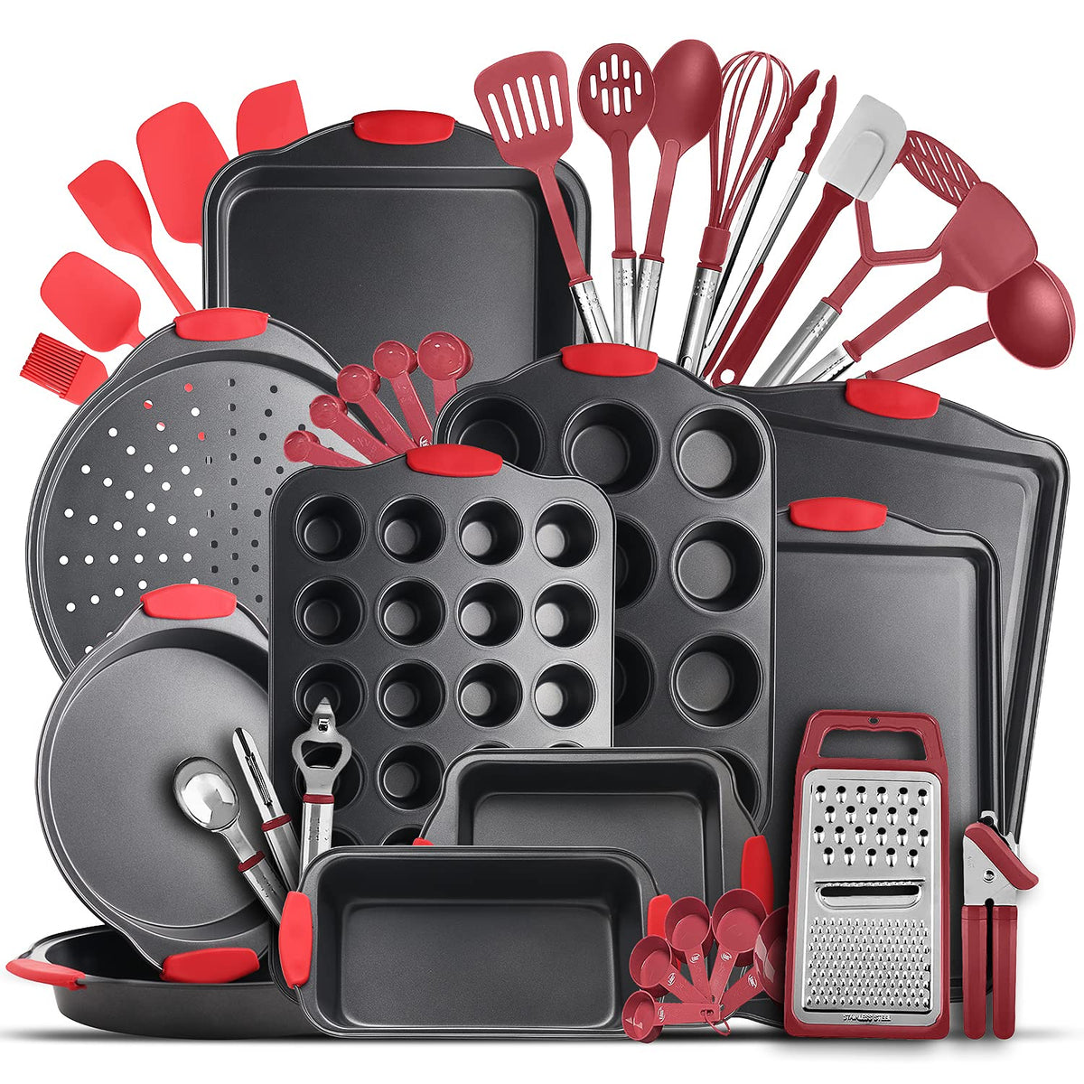 Eatex Nonstick Bakeware Sets With Baking Pans Set, 39 Piece Baking Set With Muffin Pan, Cake Pan & Cookie Sheets For Baking Nons
