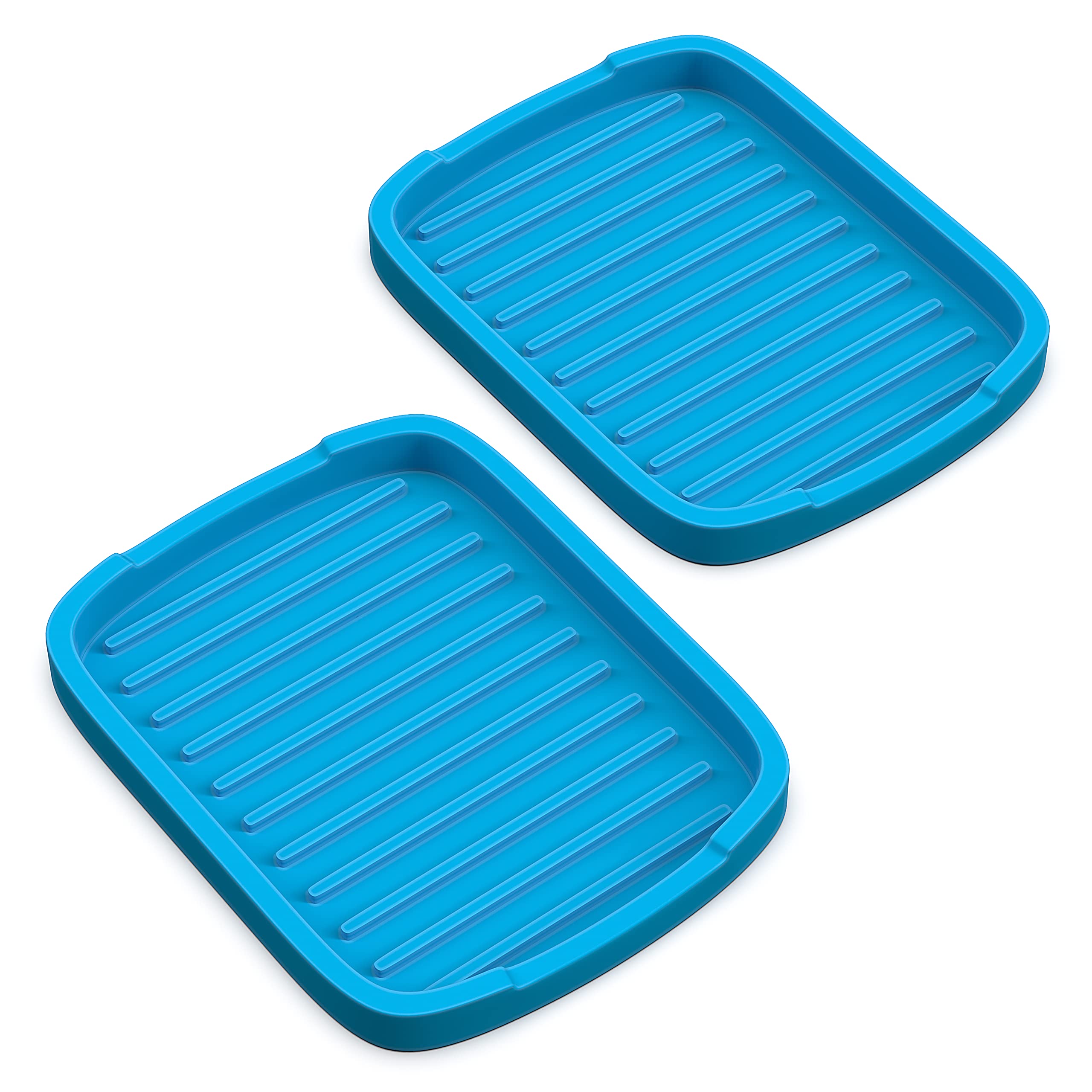 Zappoware Silicone Sponge Holder -Soap Tray - 5.9'' X 4.33'' Set -2Pcs (Blue)