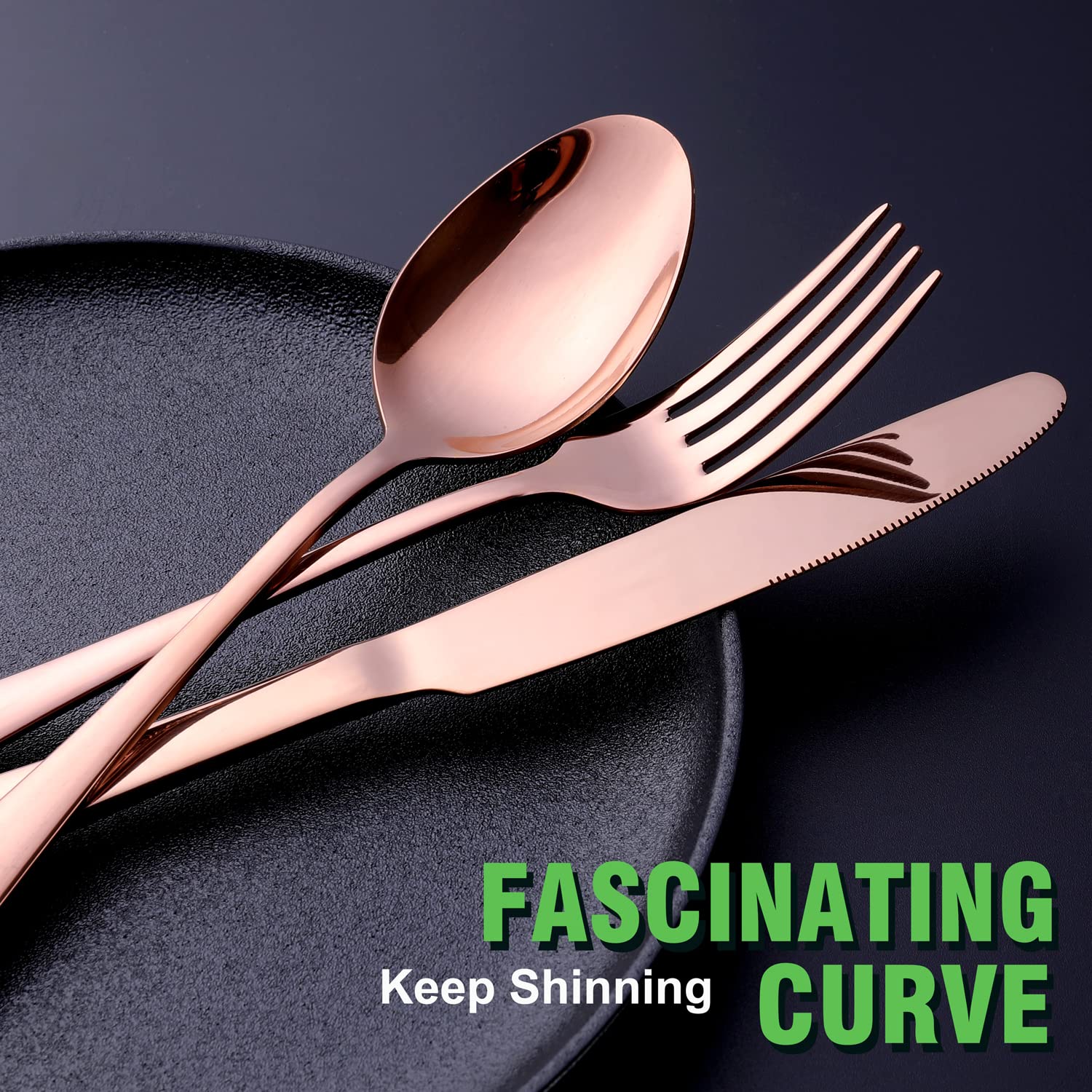 Copper/Rose Gold Silverware Set  OGORI 24-Piece Stainless Steel Flatware Set  Service of 6