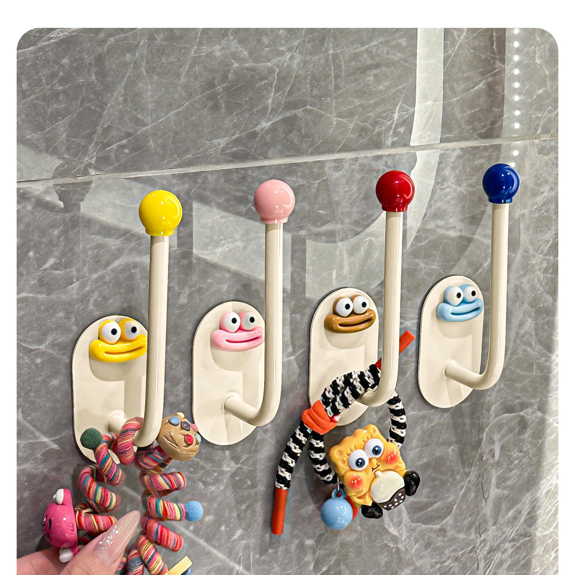 Hasthip 4Pcs Wall Hooks, Self Adhesive Cartoon Wall Hooksr