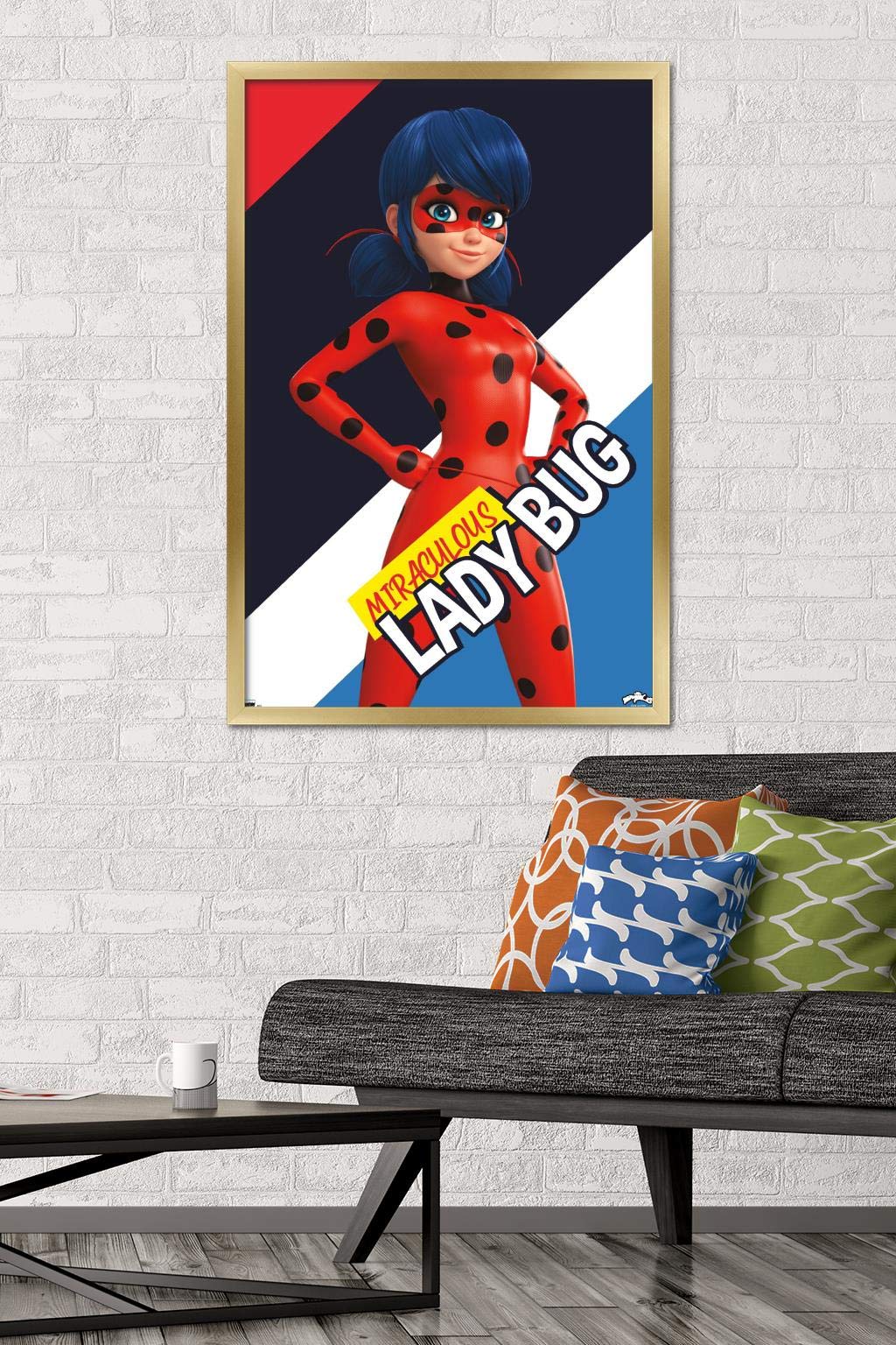 Trends International Miraculous-Ladybug Wall Poster, 22.375 In X 34 In, Gold Framed Version