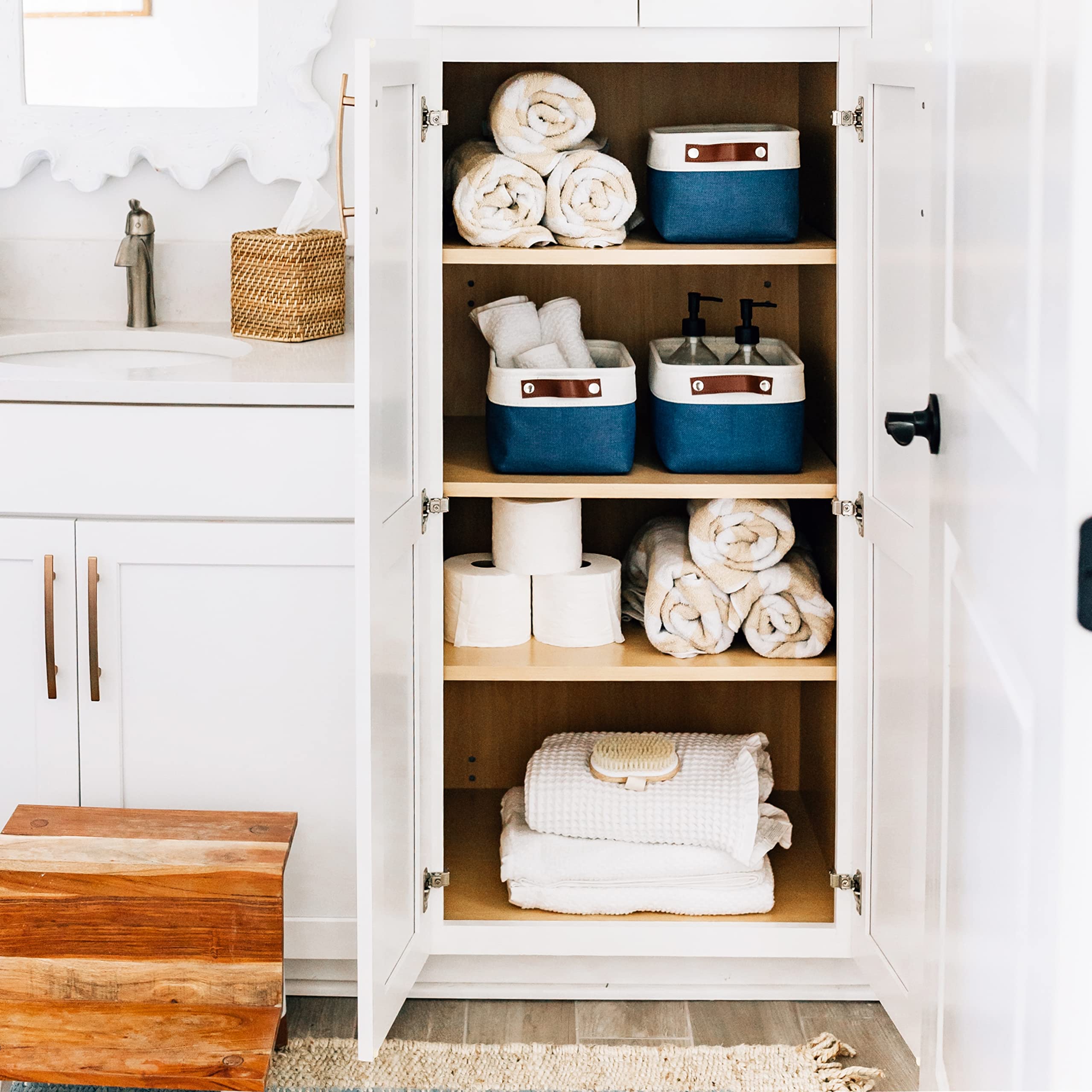 Organihaus Small Fabric Storage Baskets For Shelves 6 Pack | 12X8In Closet Storage Bins For Shelves | Cloth Baskets For Organizi