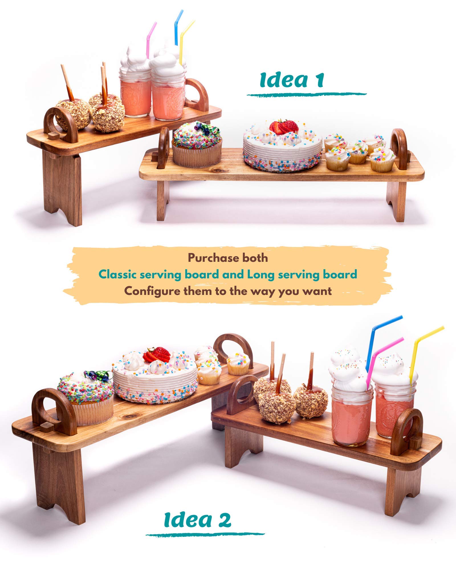 Speshh Acacia Wood Serving Board On Stand - Contemporary Raised Wooden Serving Platter - Elegant Hand-Finished Home D  Cor Count