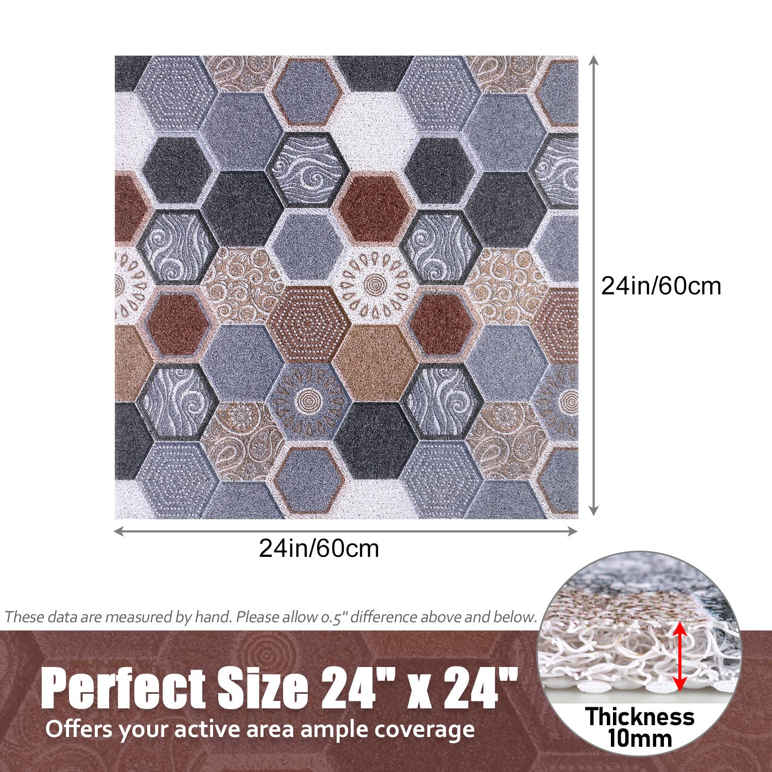 Shower Mat Non-Slip, Soft Comfort Bath Mat With Drainage Holes, Pvc Loofah Massage Bathmat For Shower,Tub,Bathroom,Wet Areas, Qu