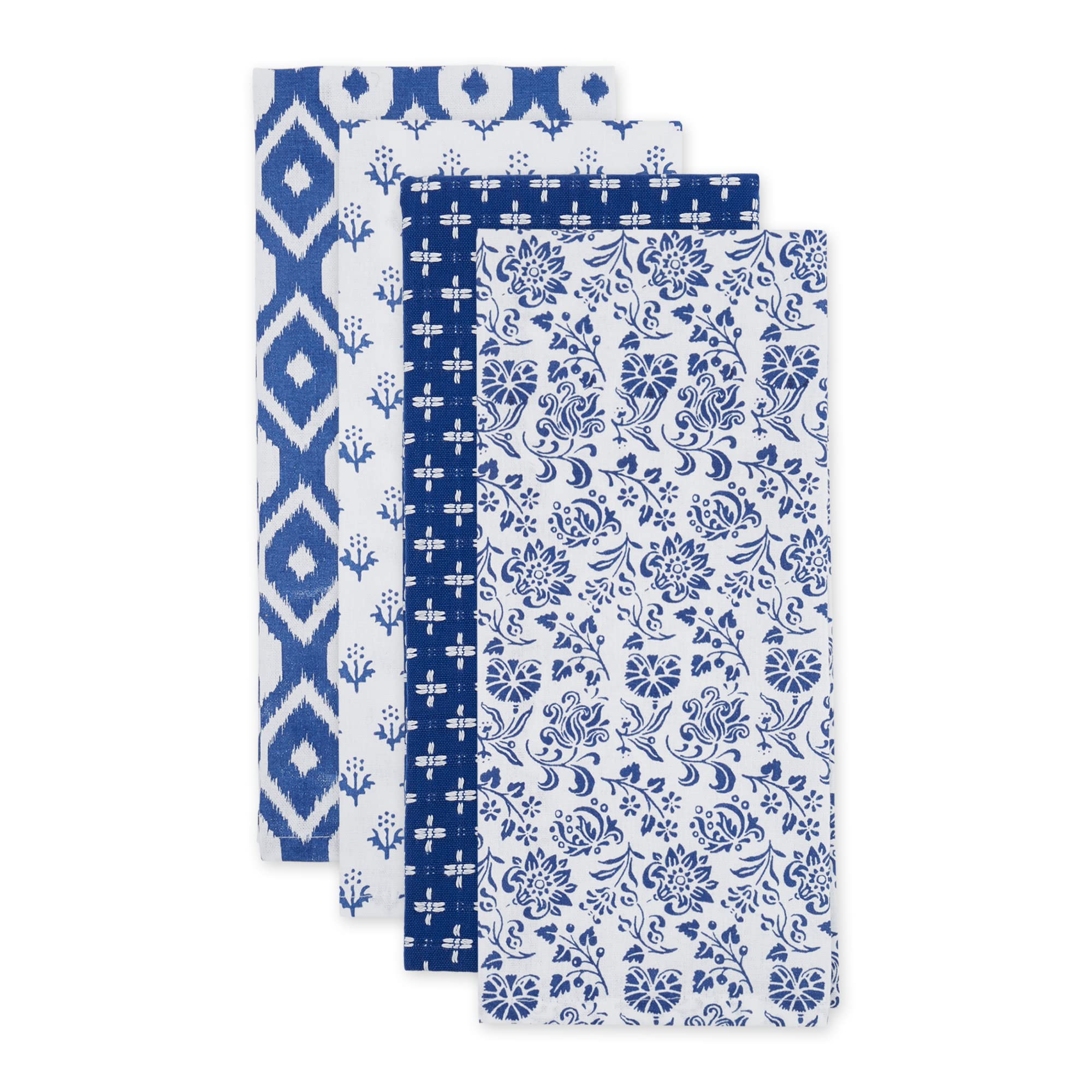 Dii Tunisia Blue Market Tabletop And Kitchen Collection, Dishtowel Set, 18X28, Blue Market, Set Of 4