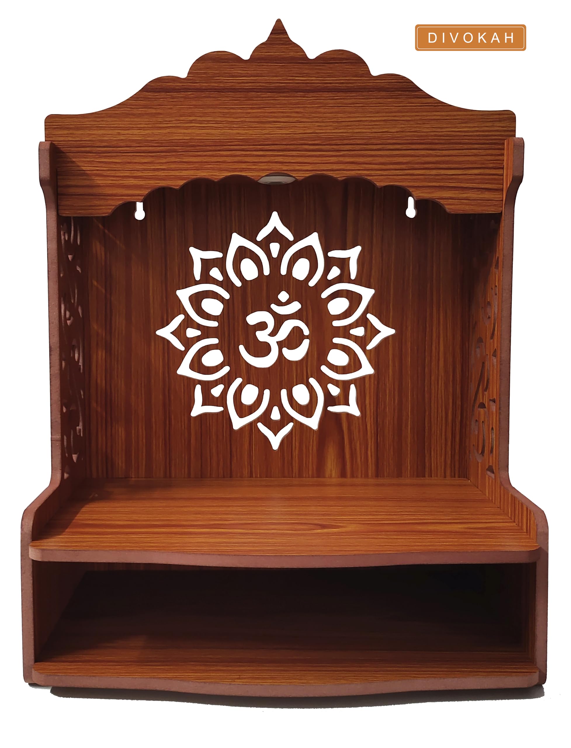 Divokah Beautiful Wooden Pooja Mandir For Home/Temple For Home And Office/Puja Mandir/Puja Stand/Pooja Mandapam With Led Spot Li