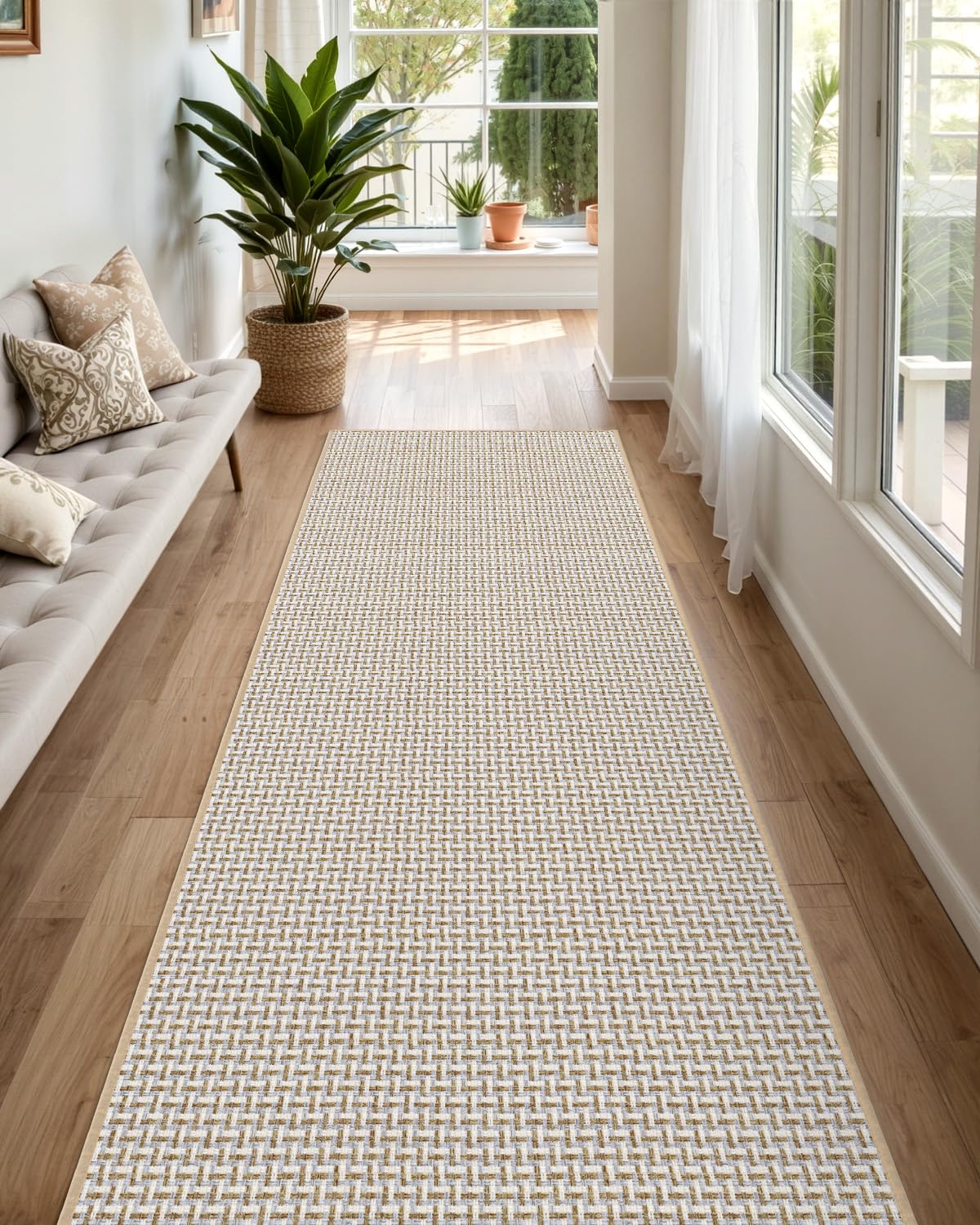 DEXI Hallway Runner 2.3x10, Non-Slip Rubber Backing Washable Carpet Hallways Runners, Absorbent Thin Indoor Mats for Entryway, L