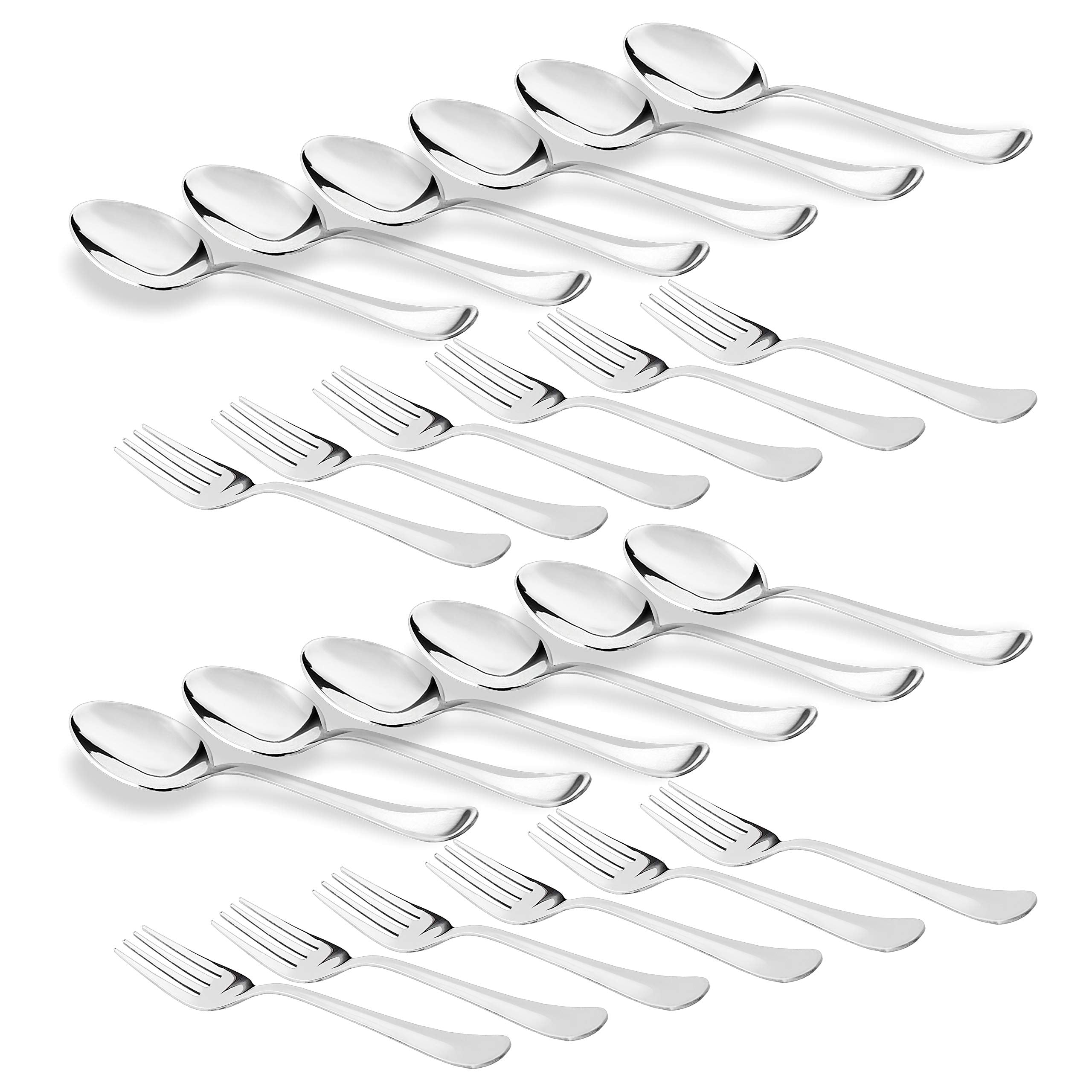 Sumeet Stainless Steel Spoon and Fork Set of 24 Pc (Dessert Table Spoon 12 Pc (18.5cm L)  Dessert Table Fork 12 Pc (18.2cm L))- (1.6mm Thick)