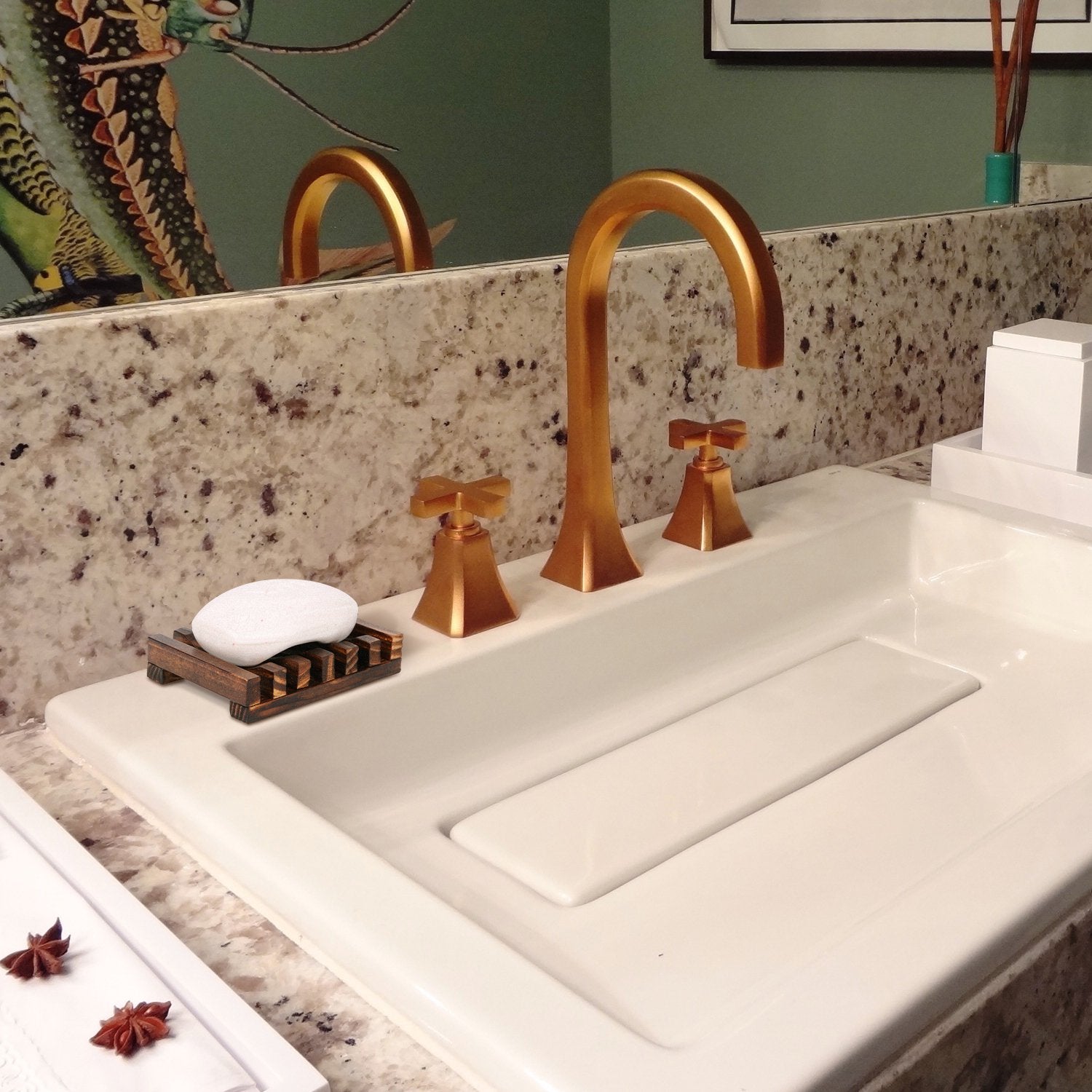 Anwenk Wooden Soap Dish Soap Saver Holder Soap Tray For Bathroom Shower Rectangular Sink Drainer Hand Craft For Soap,Sponges And