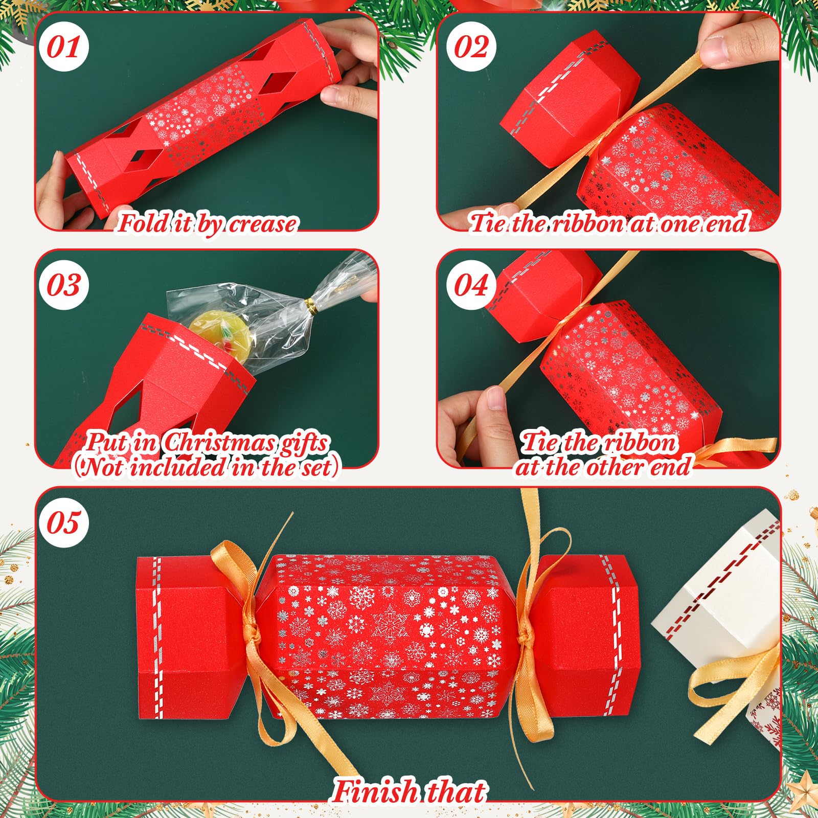 Xinnun 50 Packs Christmas Cracker Kit No Snap Xmas Party Table Favors Snowflake Reindeer Diy Christmas Party Cracker Candy Boxes