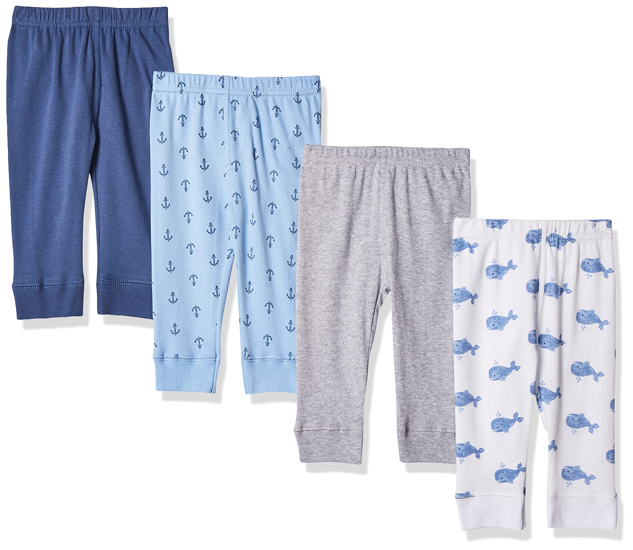 Hudson Baby Unisex Baby Cotton Pants And Leggings Blue Whales, 3 Toddler