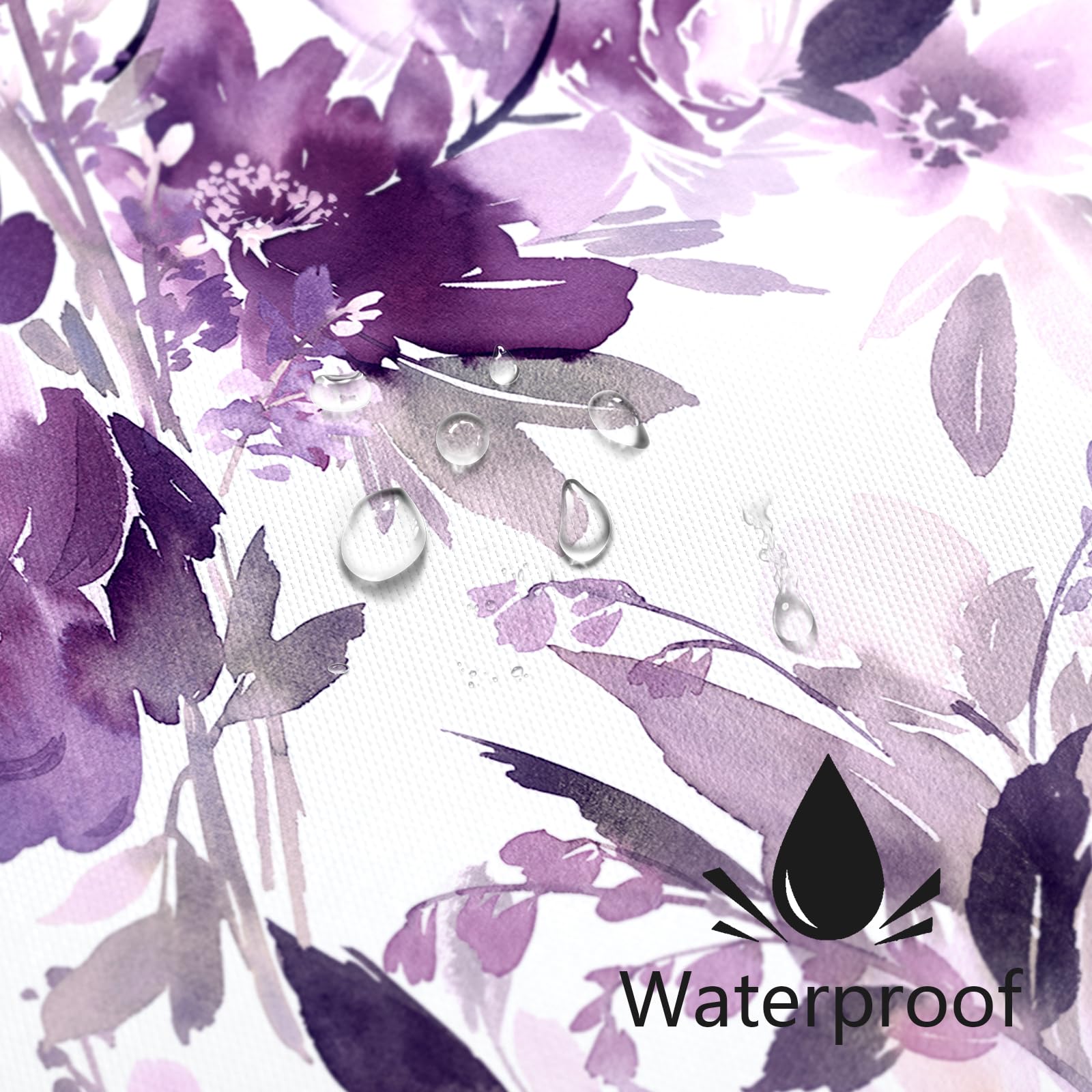 Mayzus Small Stall Shower Curtain 36 X 72 Inch, Half Narrow Watercolor Floral Fabric Shower Curtain, Modern Abstract Purple Flow