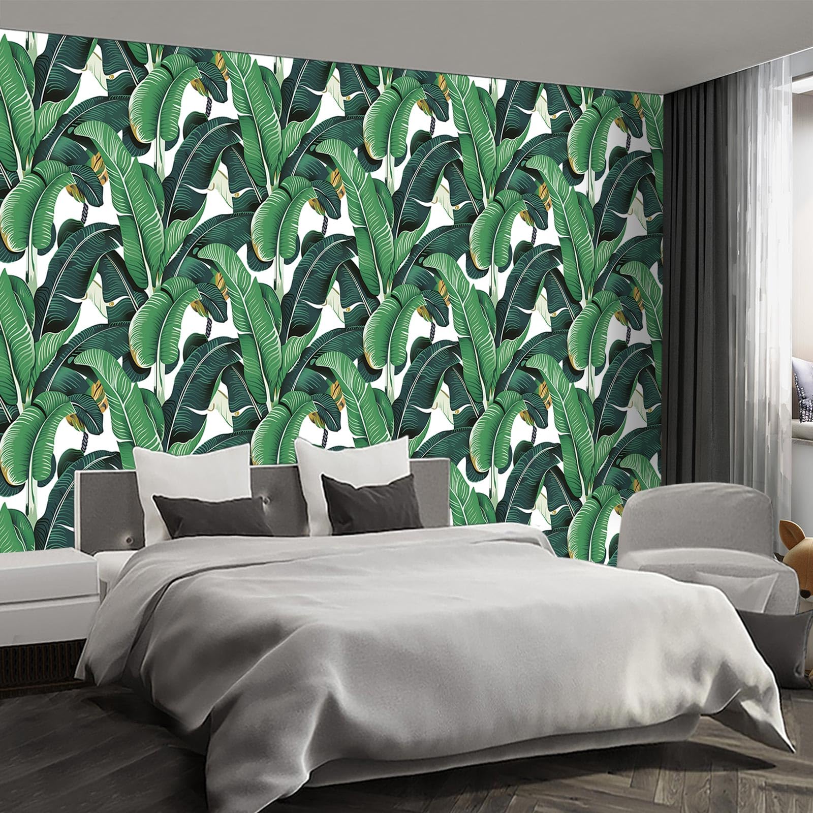 Fightal - Banana Leaf Wallpaper Peel and Stick wall murals for Bedroom Living Room - 108x157