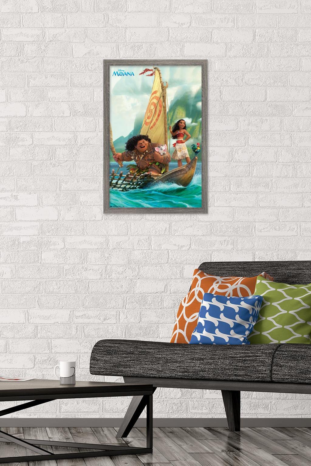 Trends International Disney Moana - Group Wall Poster, 14.72'' X 22.37'', Barnwood Framed Version
