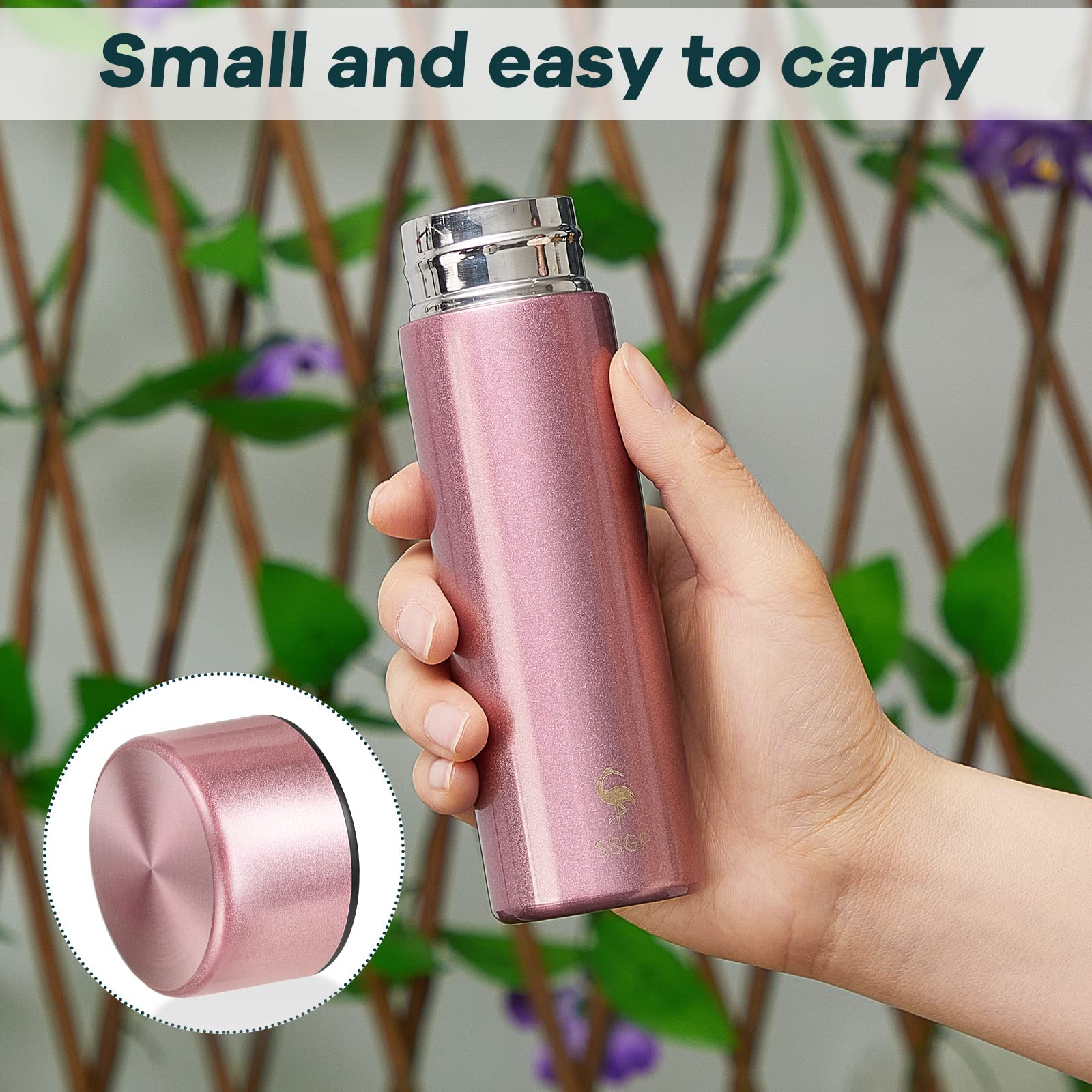 Irenare 5Oz Mini Water Bottle Mini Insulated Stainless Steel Bottle Purse Water Bottle Cute Leak Proof Water Flask Keeps Drink C
