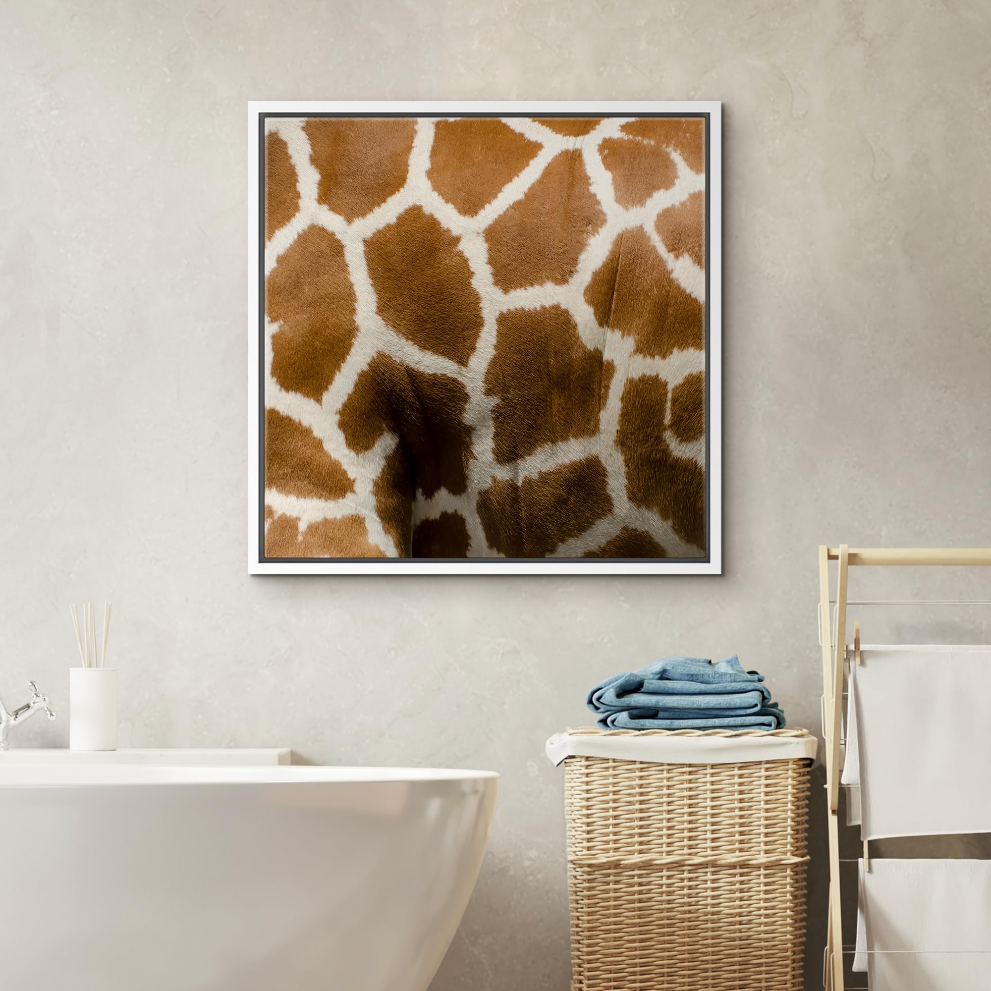Wall26 Framed Framed Canvas Prints Wall Art Framed Framed Canvas Prints Wall Art - Giraffe Fur/Skin Texture - 24''X24'' White