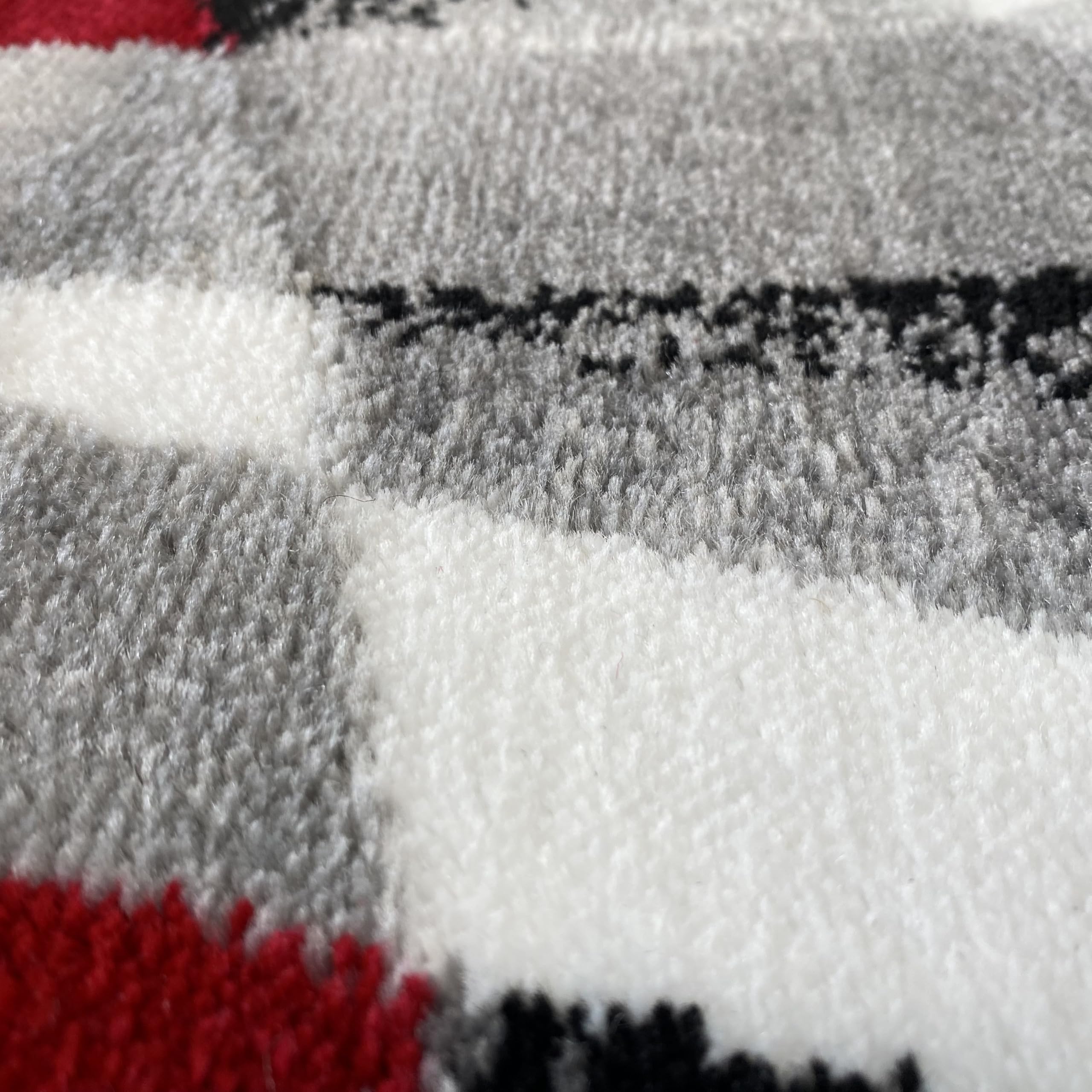 2305 Gray Black Red White Swirls 65 x 92 Modern Abstract Area Rug Carpet