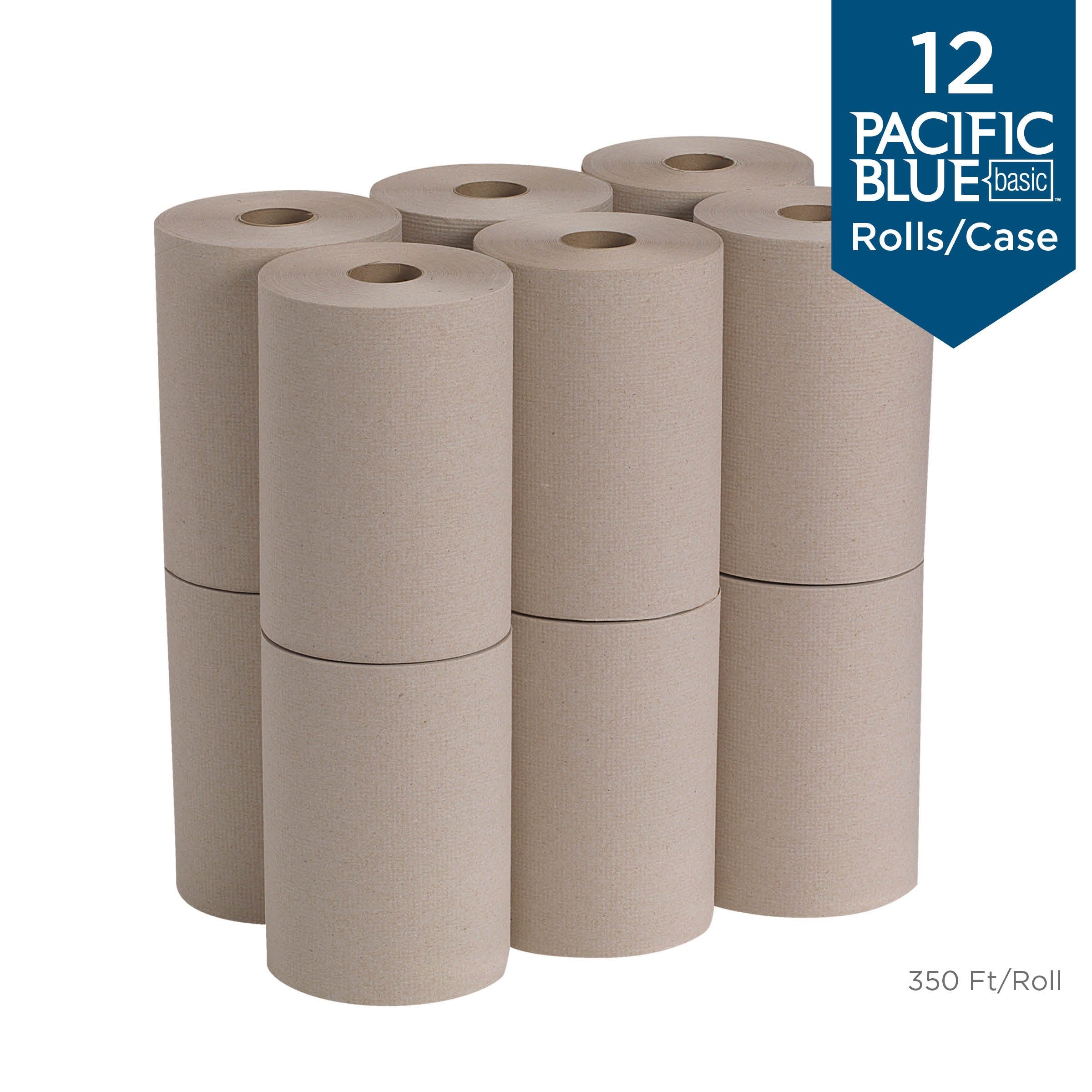 Pacific Blue Basic Recycled Paper Towel Roll (Previously Branded Envision) by GP PRO (Georgia-Pacific)  Brown  26401  350 Feet Per Roll  12 Rolls Per Case