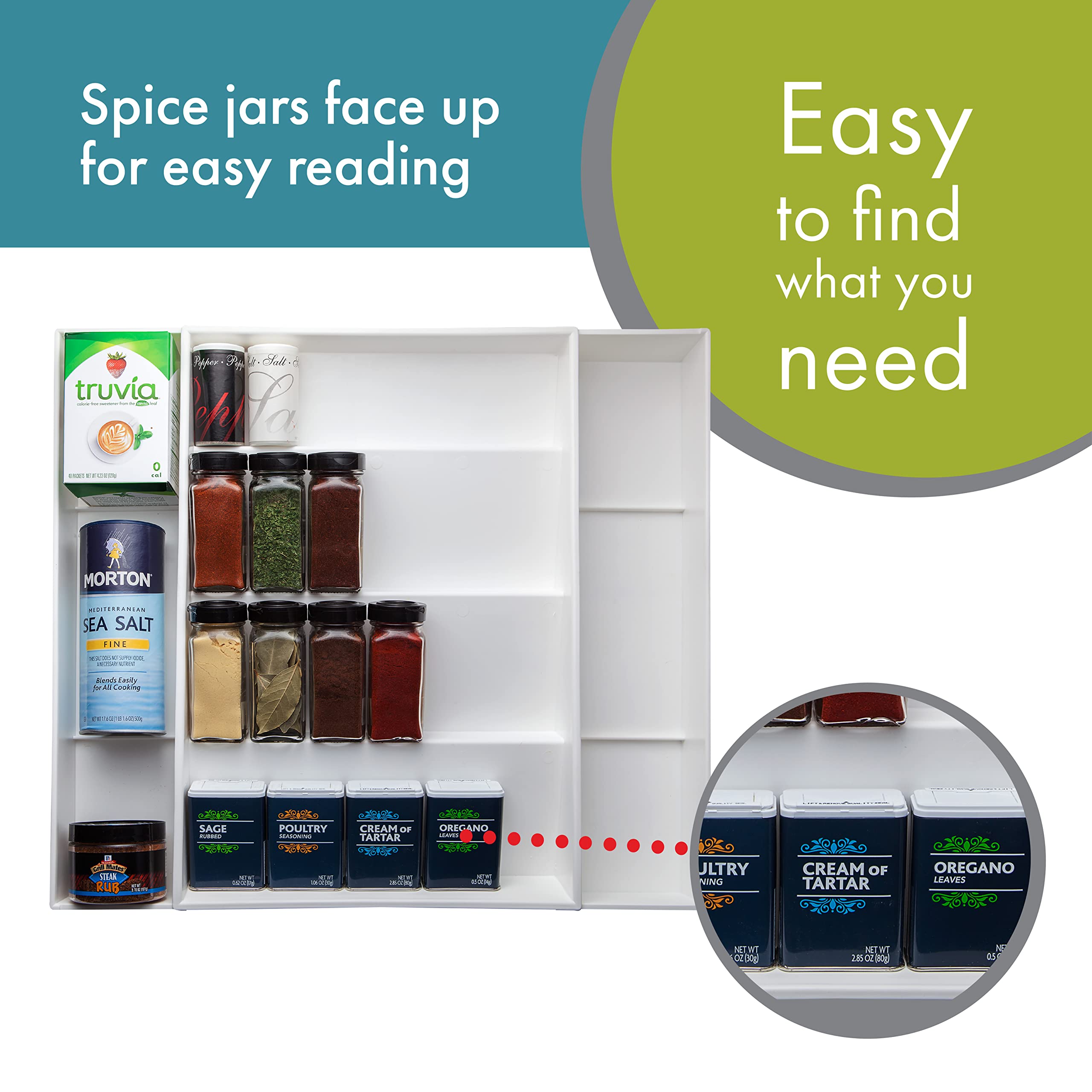 Dial Industries Expand-A-Drawer Spice Tray, White