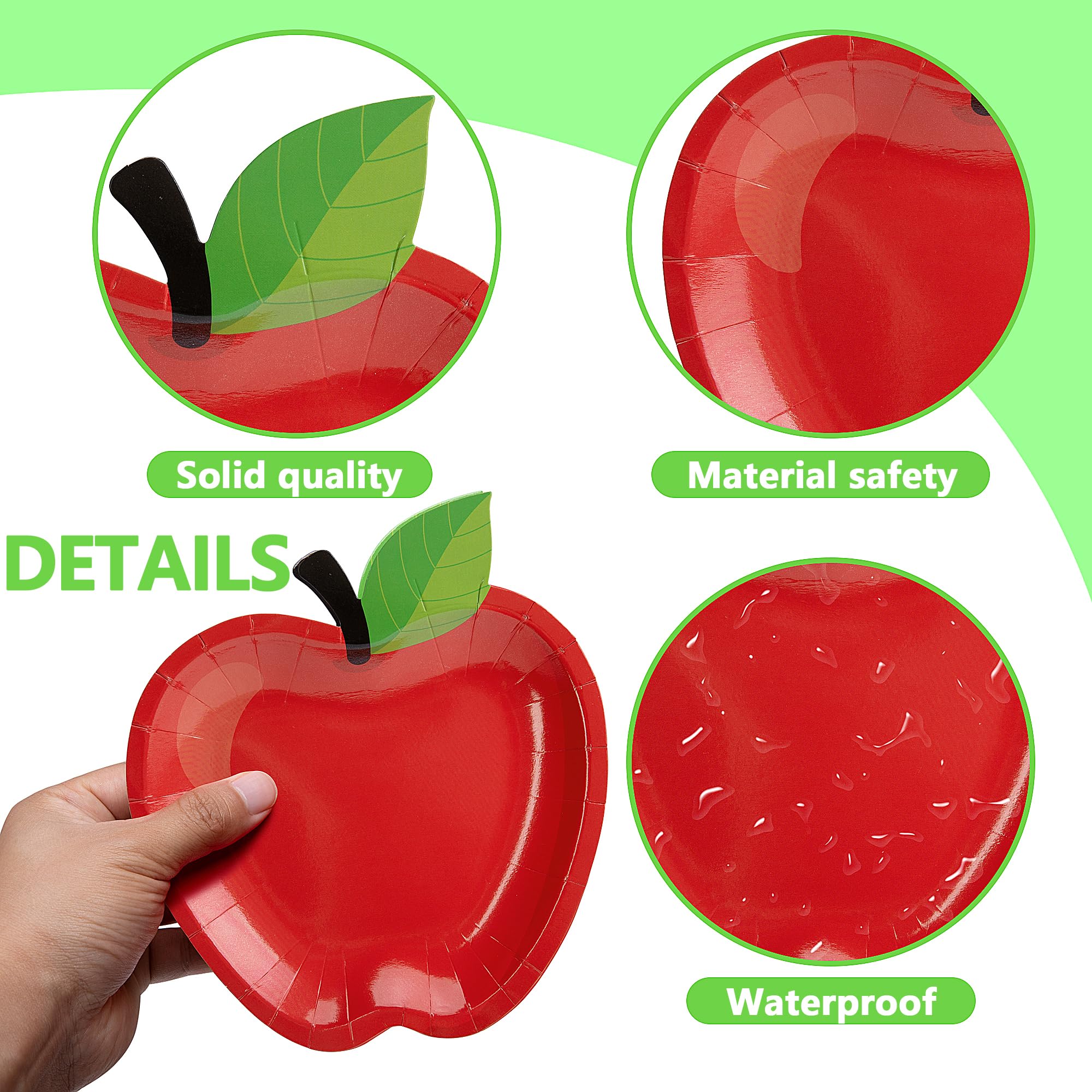 Wehhbtye 50Pcs Back To School Red Apple Paper Plates,First Day Of School Red Apple Paper Plates, Apple Shape Disposable Tablewar