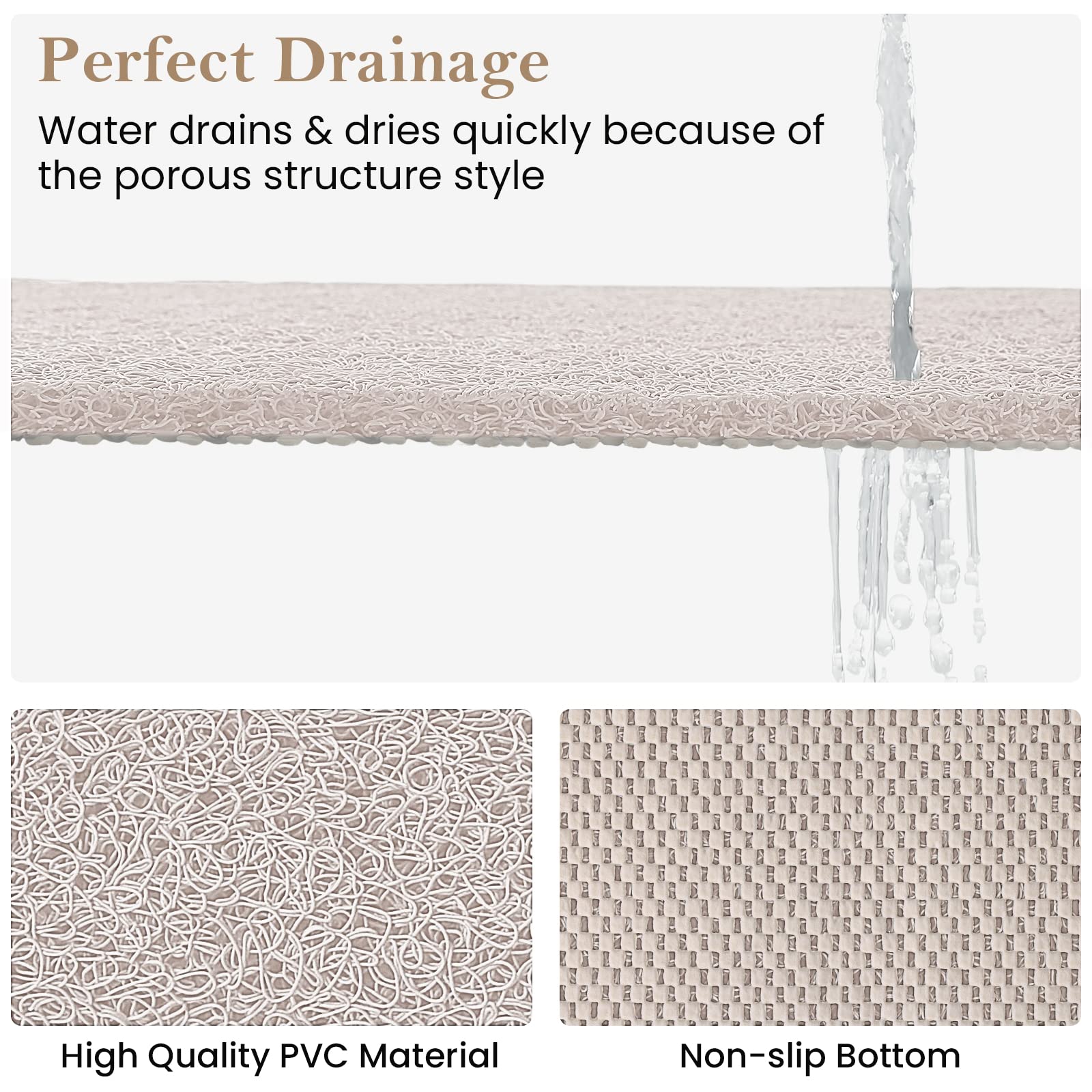 Shower Mat Bathtub Mat Non-Slip,24X16 Inch, Soft Tub Mat With Drain,Pvc Loofah Bath Mat (Phthalate Free) For Tub And Bathroom,Qu