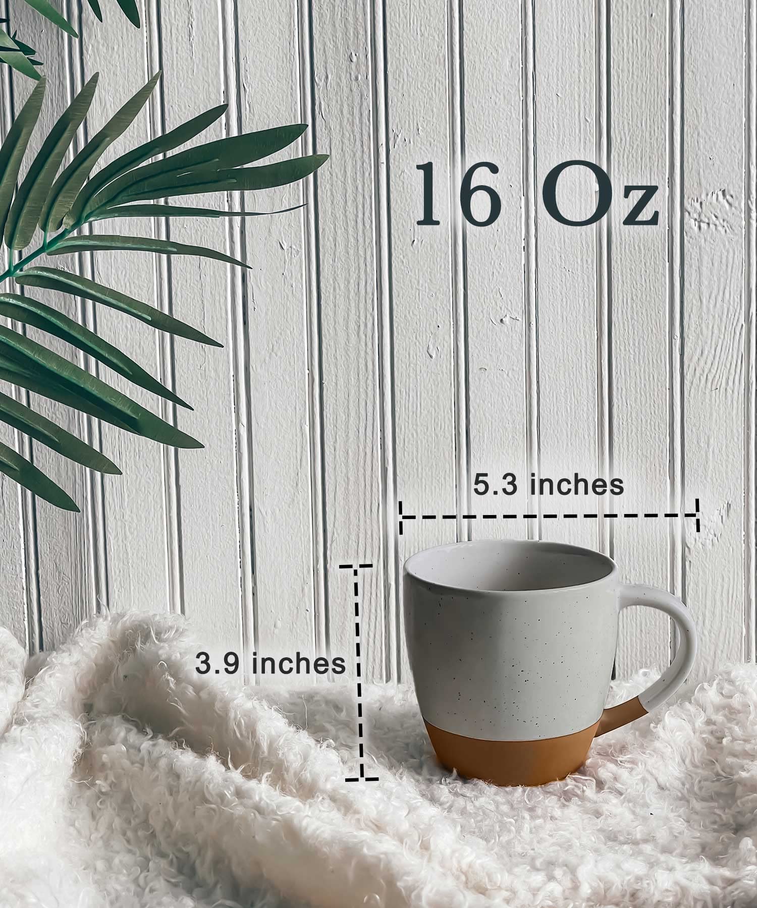 Mora Ceramic Large Latte Mug Set of 4  16oz - Microwavable  Porcelain Coffee Cups With Big Handle - Modern  Boho  Unique Style For Any Kitchen. Microwave Safe Stoneware - Earl Grey