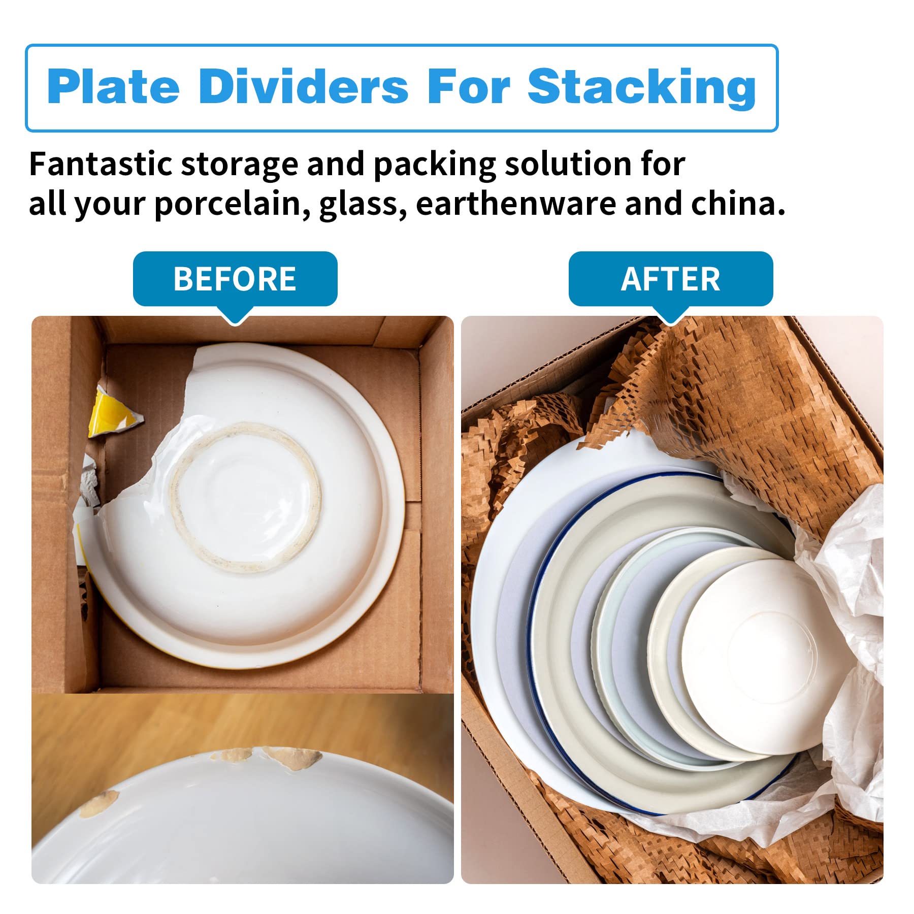 Imncya Plate Separators Storage, Set Of 60 And 3 Different Size, Thick And Premium Soft Felt Plate Dividers For China/Dish/Coffe