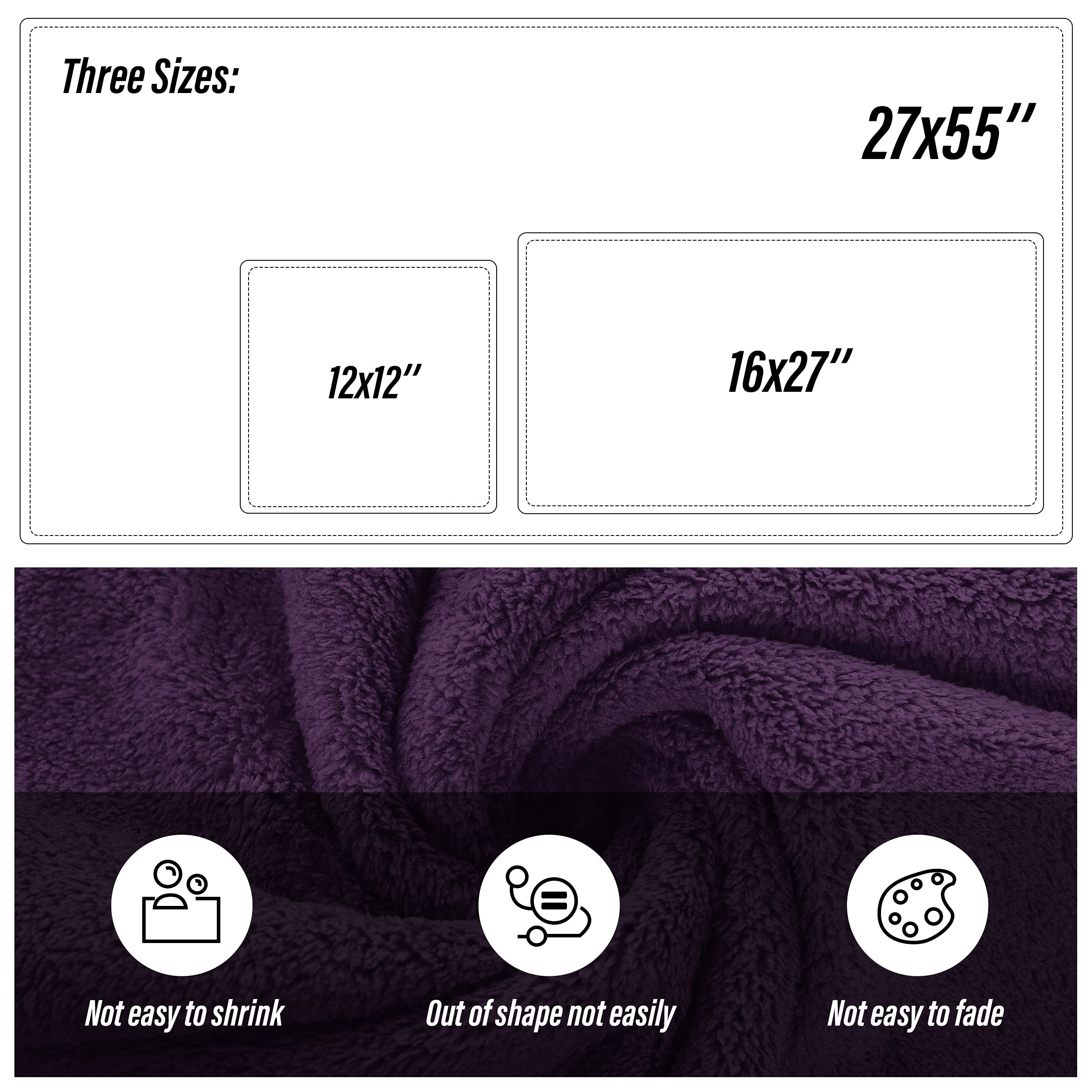 Moonqueen Ultra Soft Microfiber Coral Velvet Towel Set - Quick Drying - 2 Bath Towels, 2 Hand Towels, 2 Washcloths - Plum, 6 Pcs