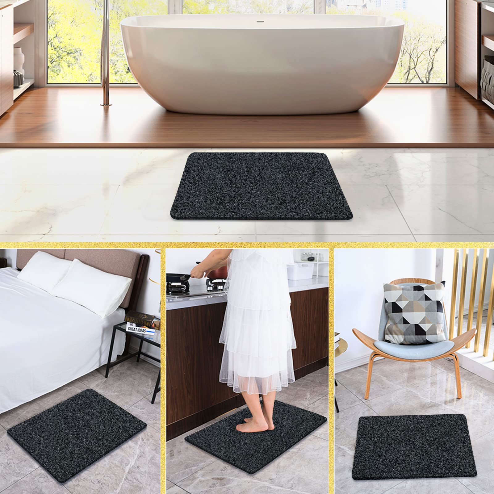 Shower Mat Non Slip Without Suction Cups,24X24 Inch, Pvc Loofah Bath Mat For Textured Tub Surface,Shower,Bathroom, Quick Drying